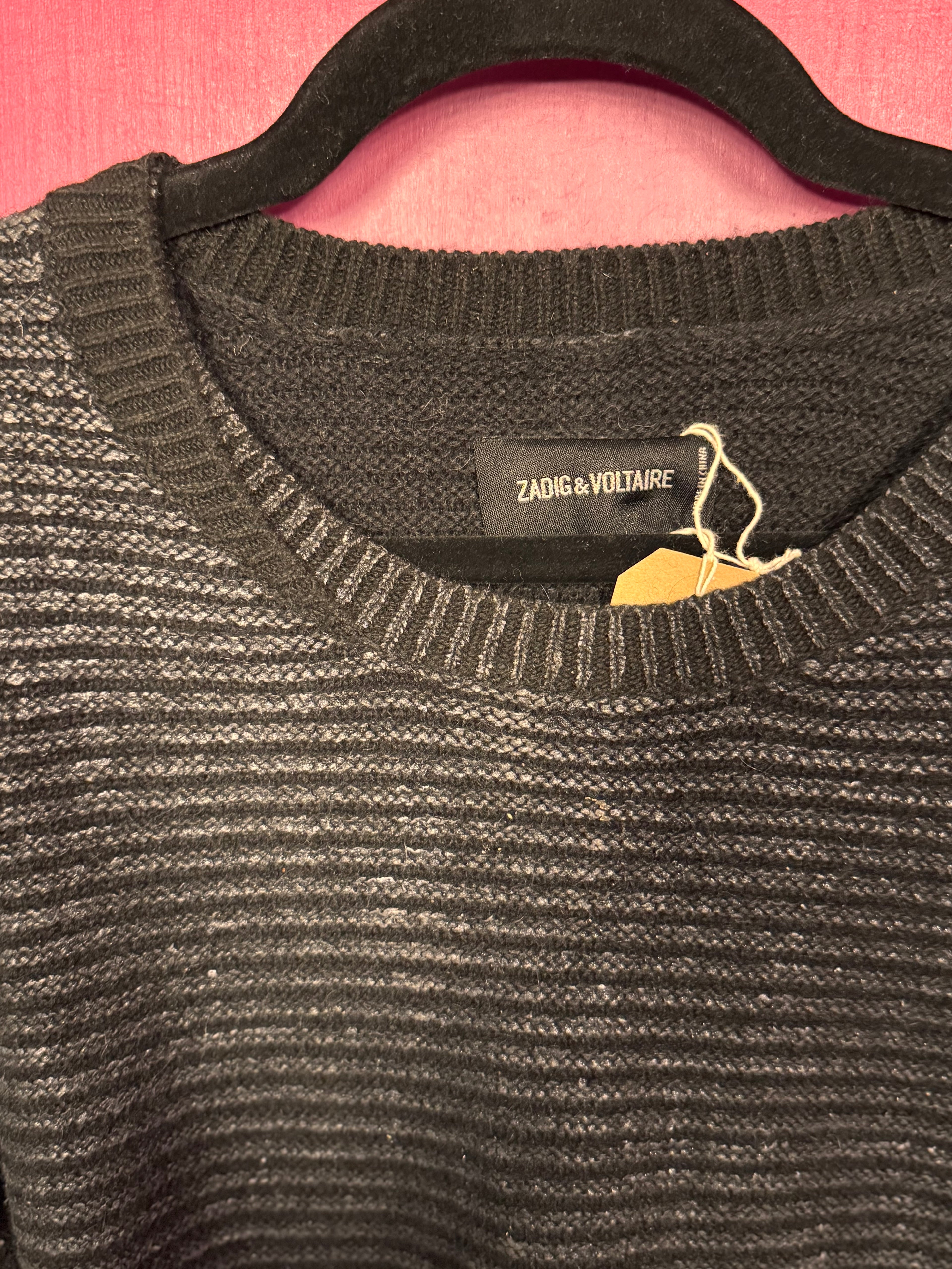 Pull noir / argenté laine et alpaga