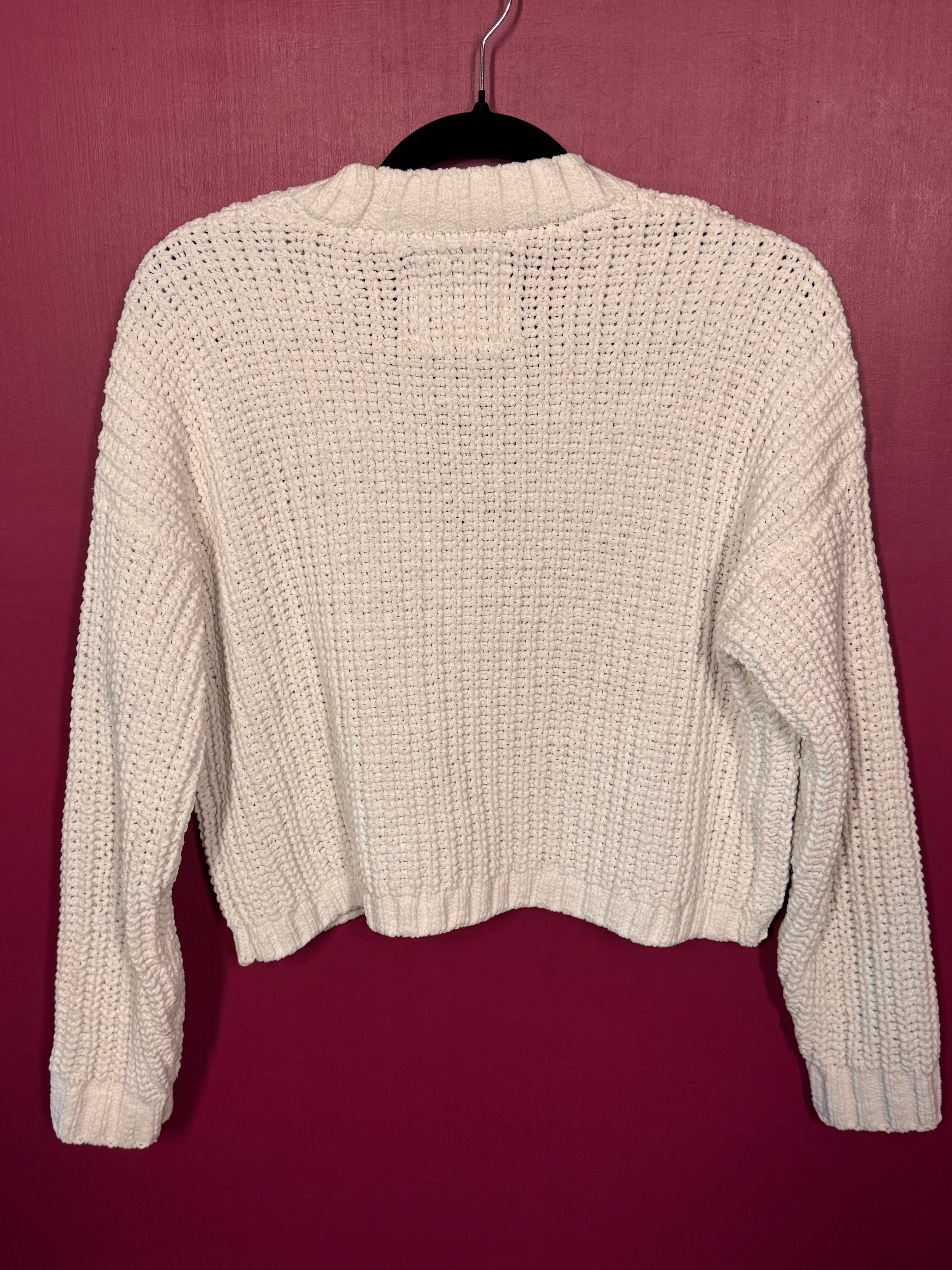 Gilet blanc court grosses mailles