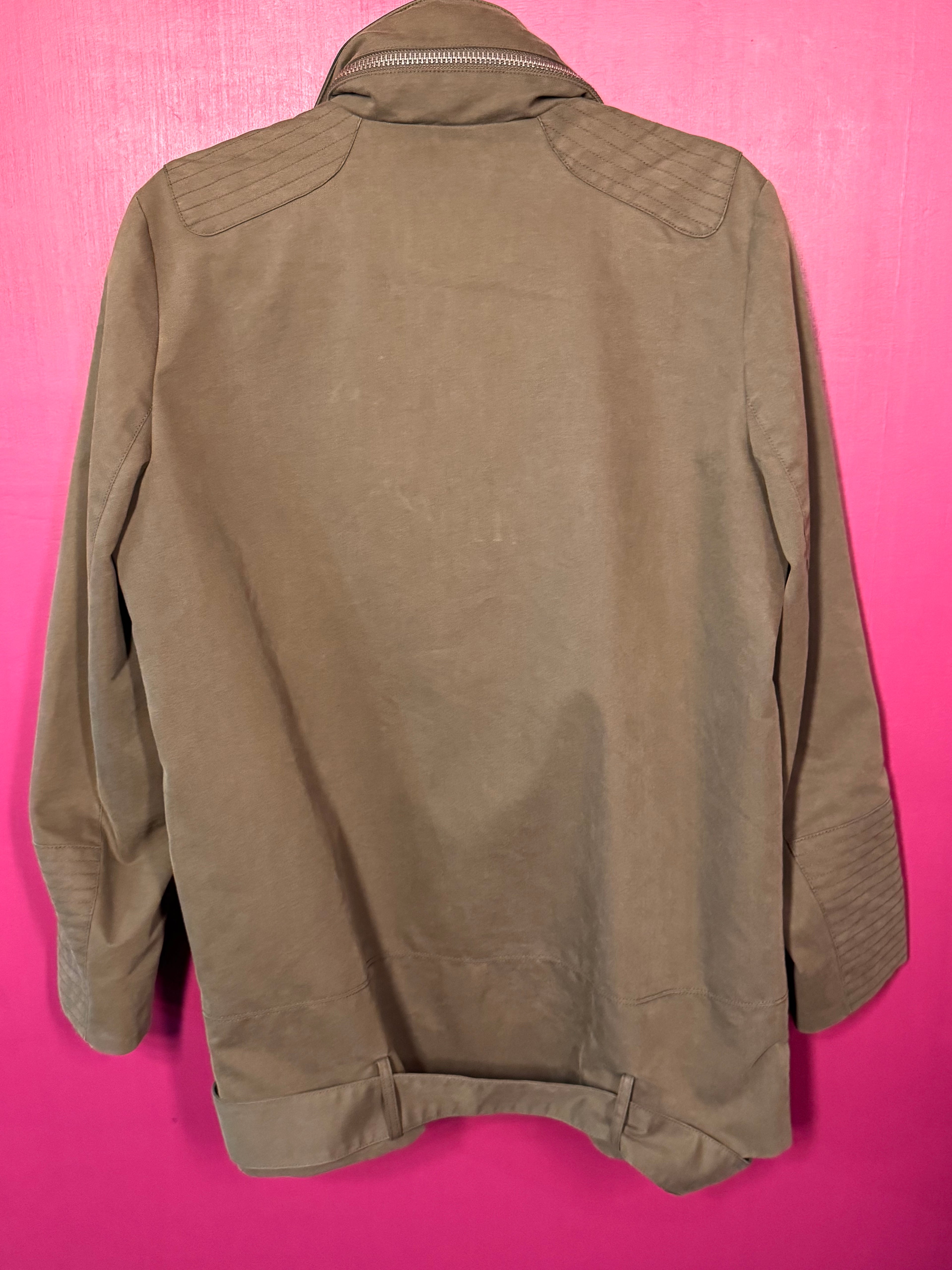 Manteau kaki col cuir noir