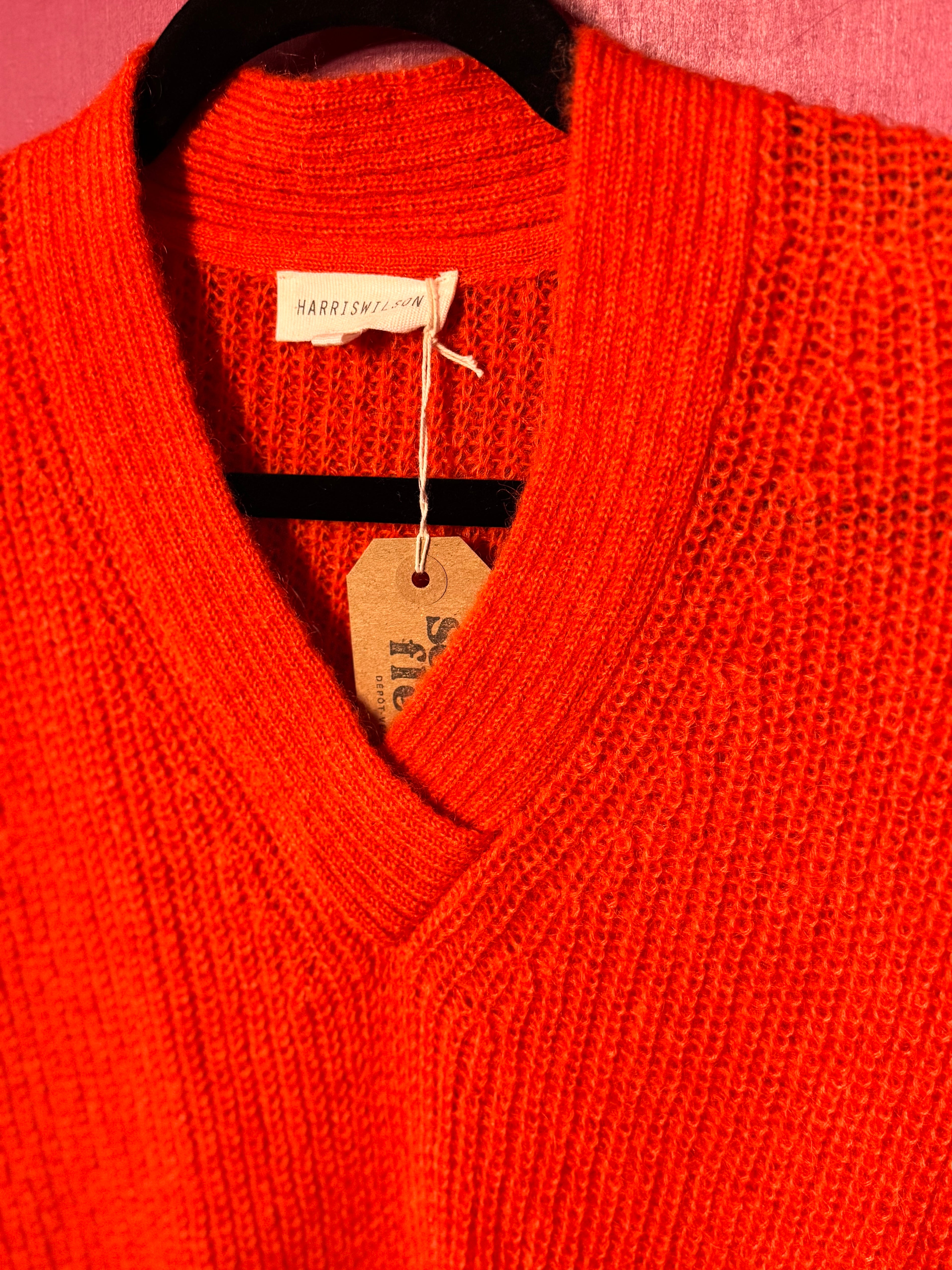 Pull rouge laine mérinos et kid mohair