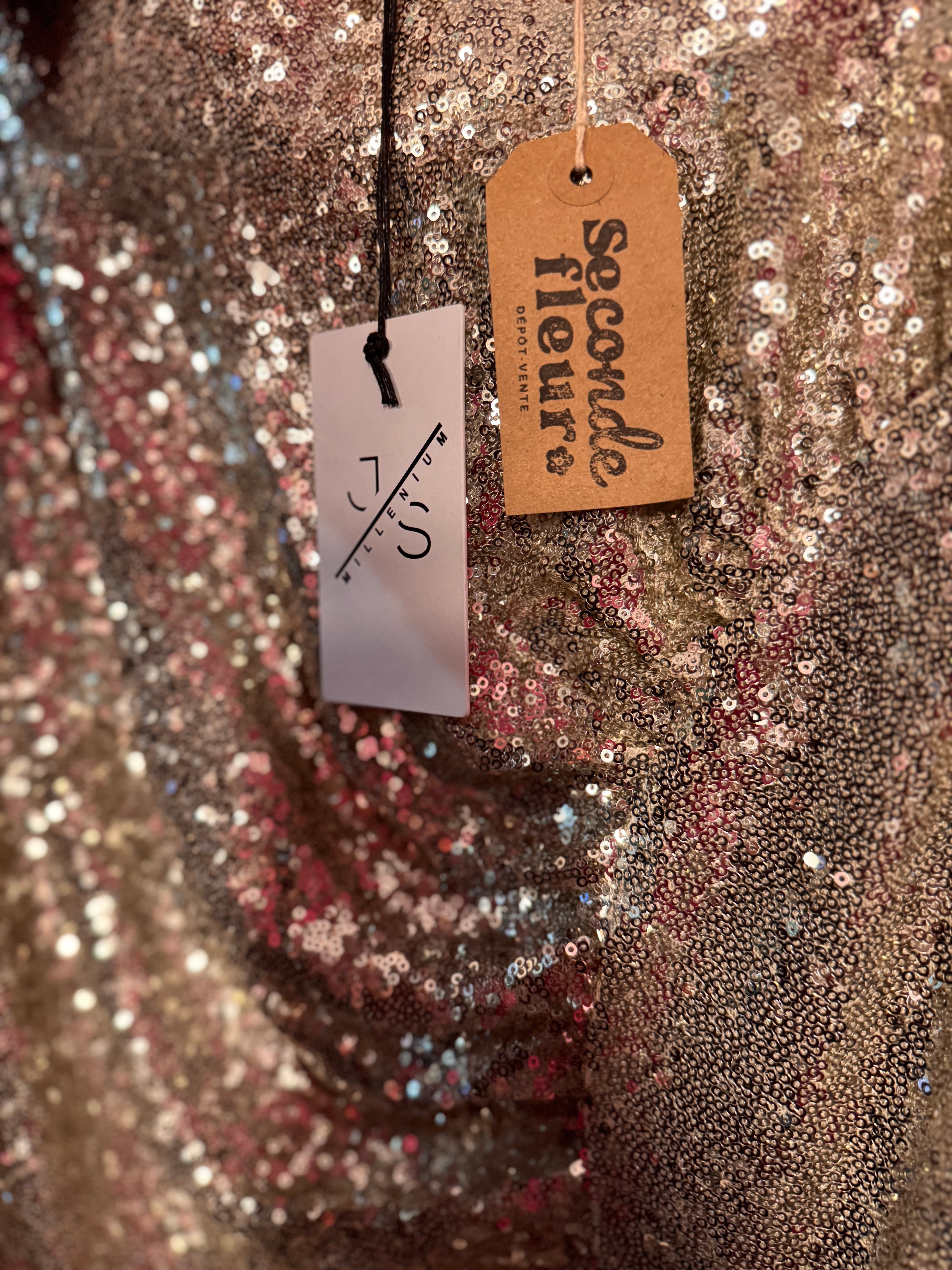 Jupe à sequins argentée plissée