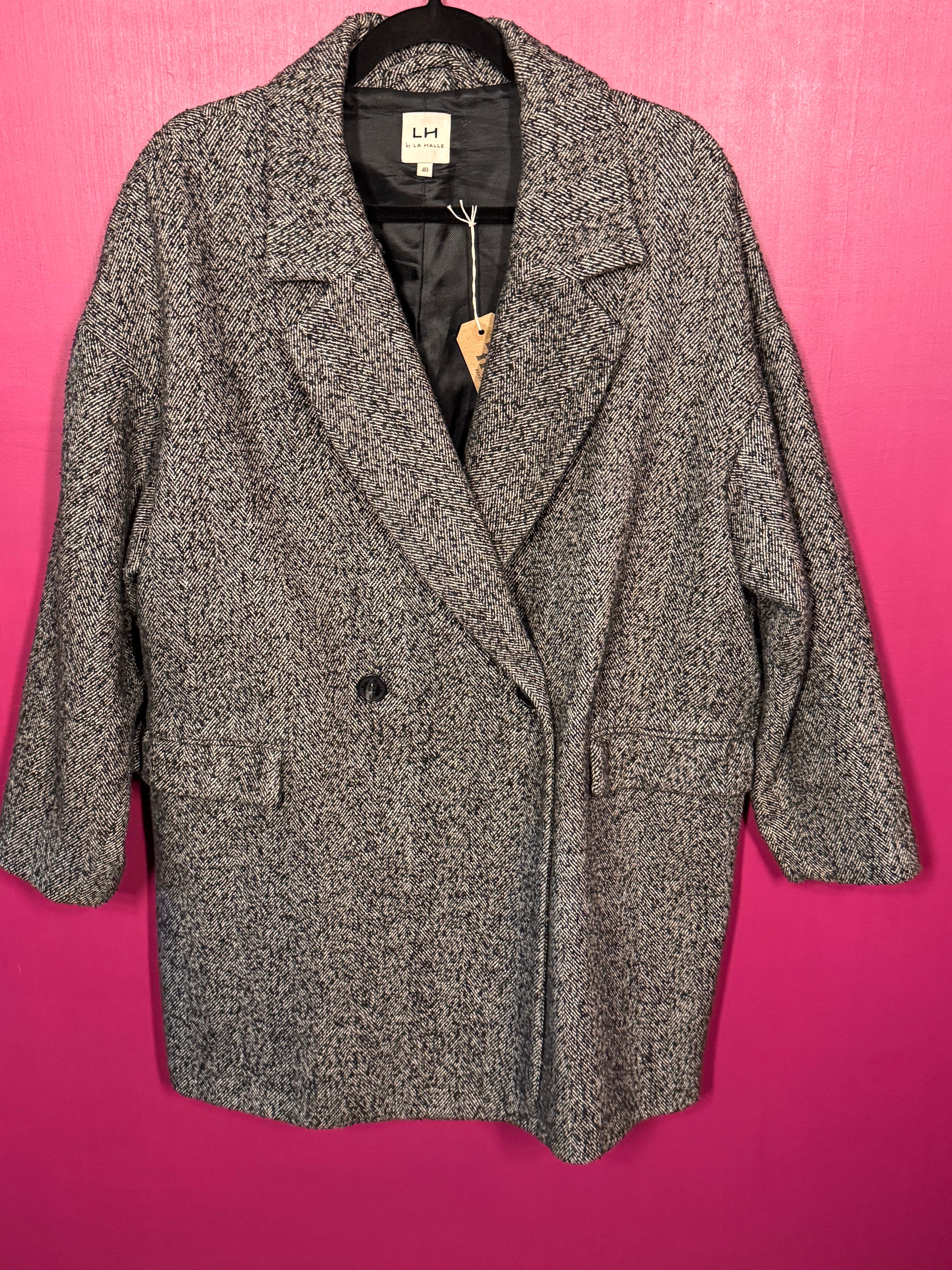 Manteau caban noir/blanc