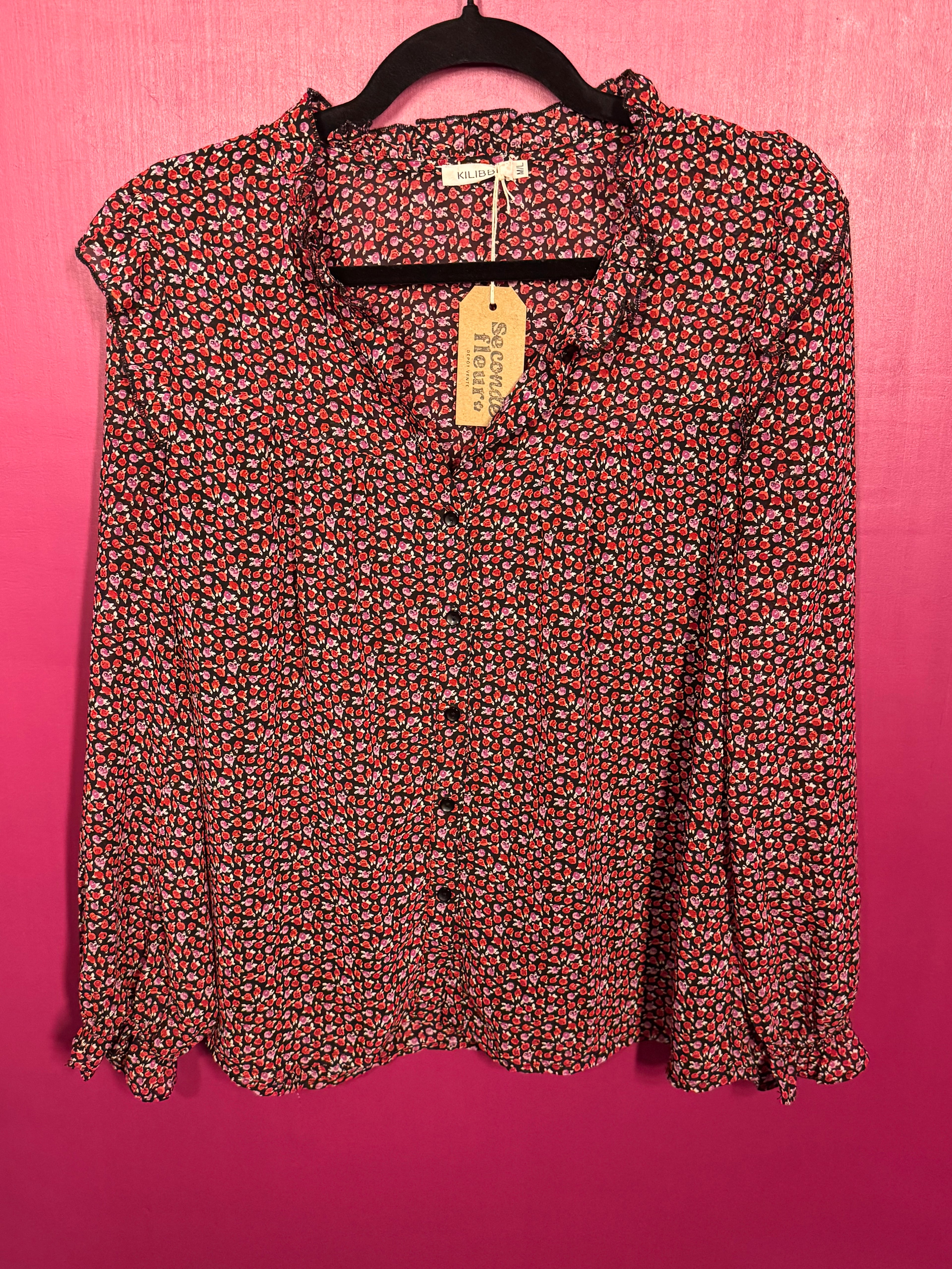 Blouse fleurie noire