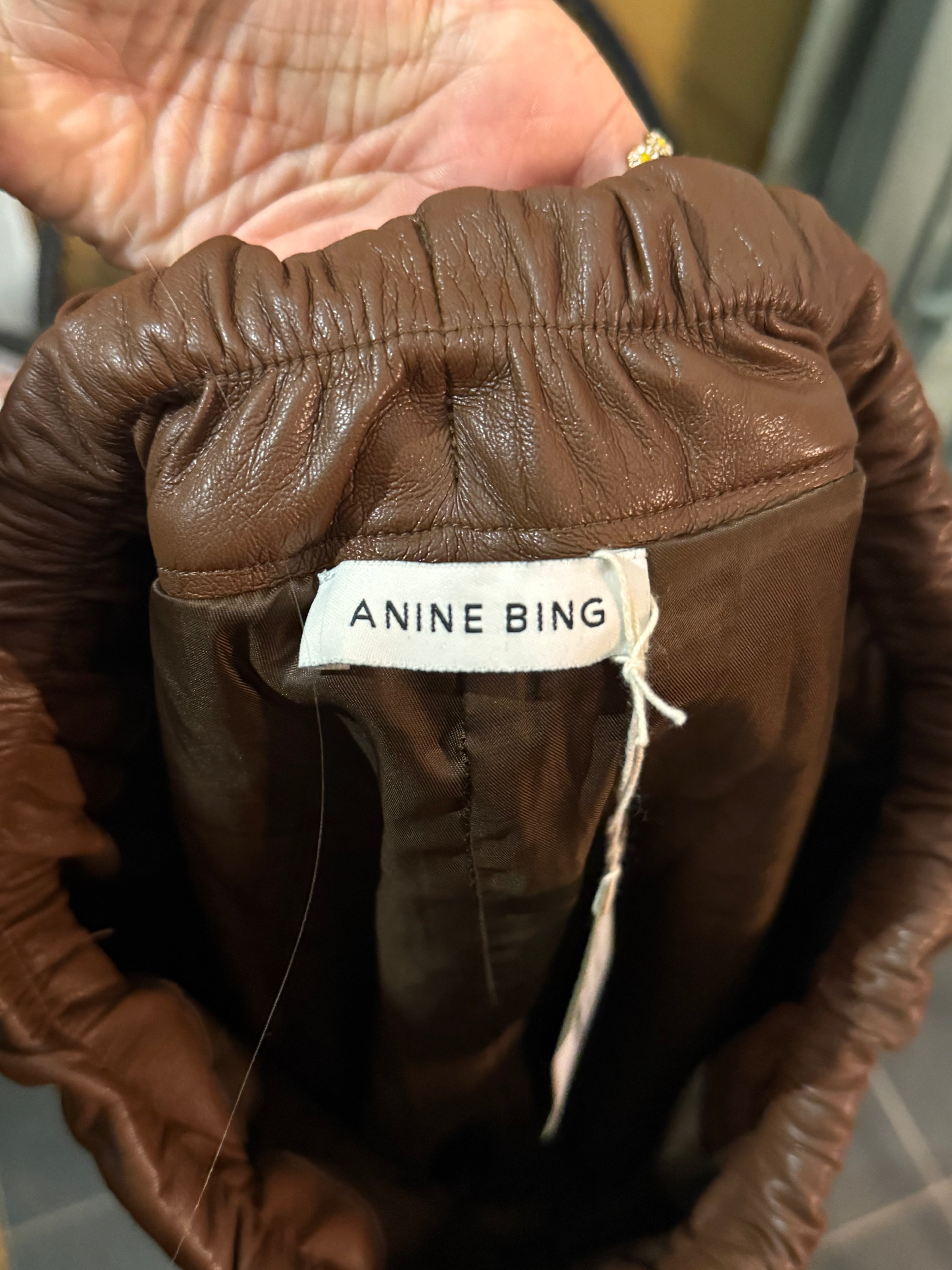 Pantalon cuir vegan camel