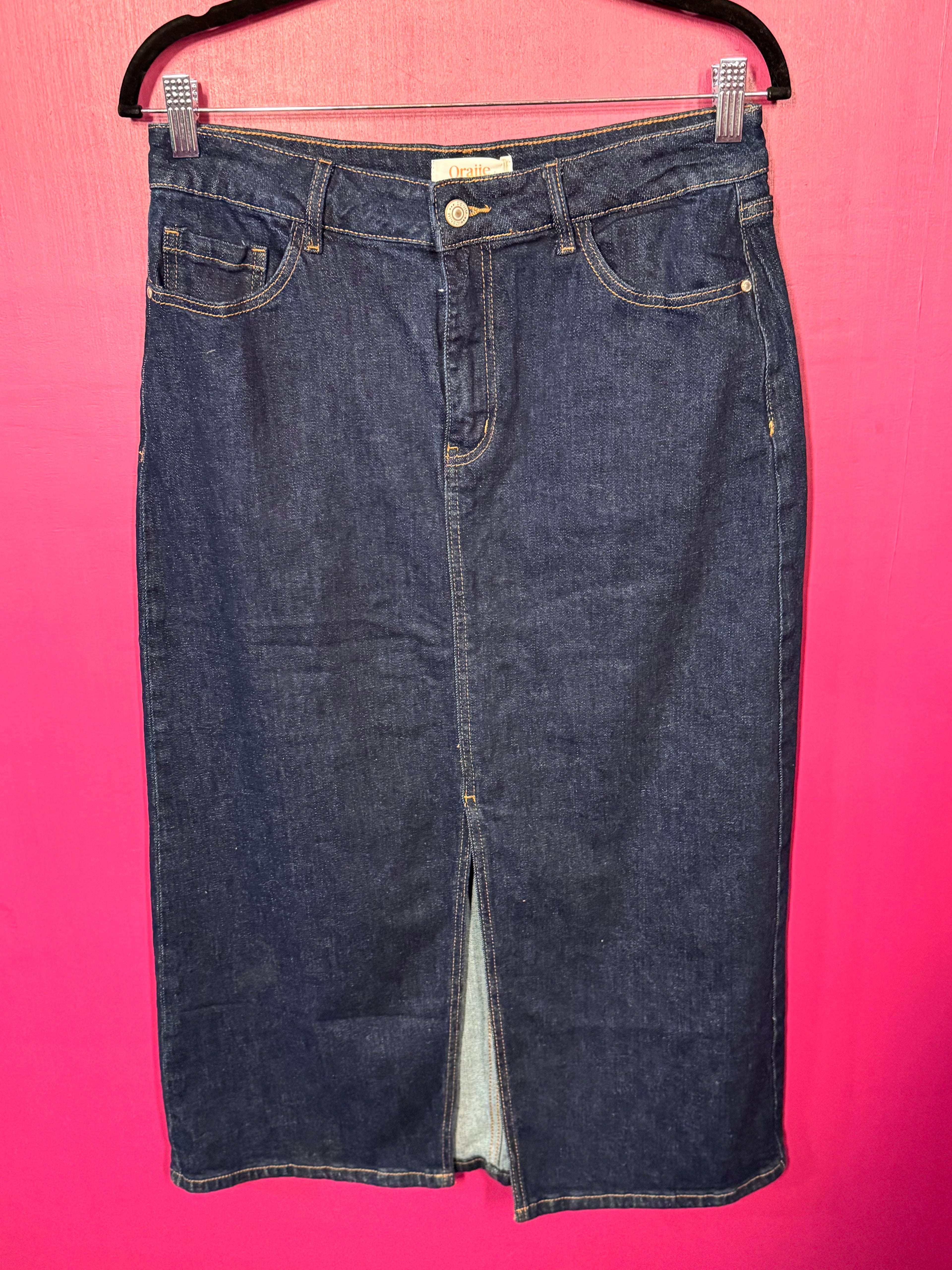 Jupe marine mi-longue en jean