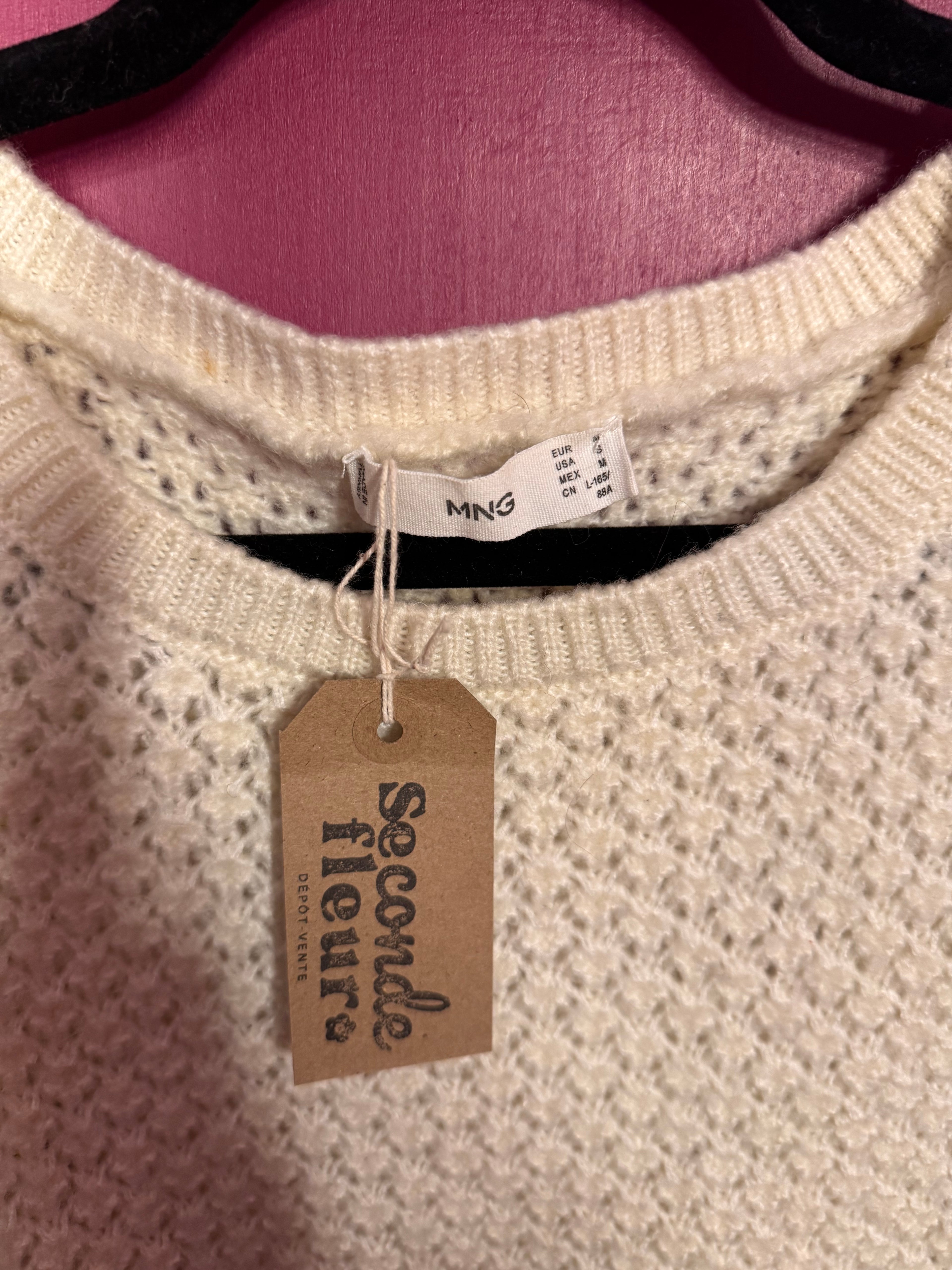 Pull grosse maille écru