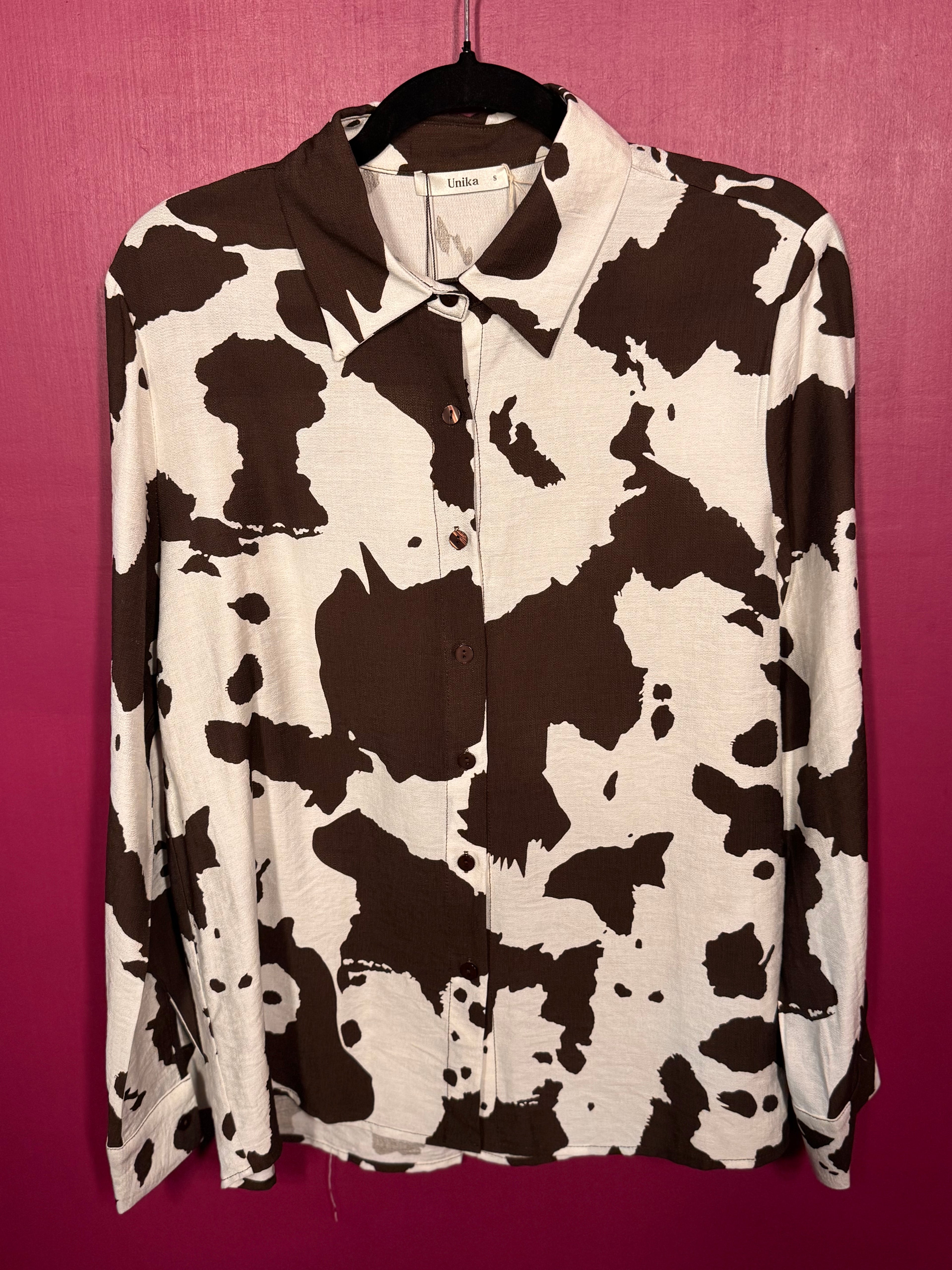 Chemise imprimé animal marron / blanc
