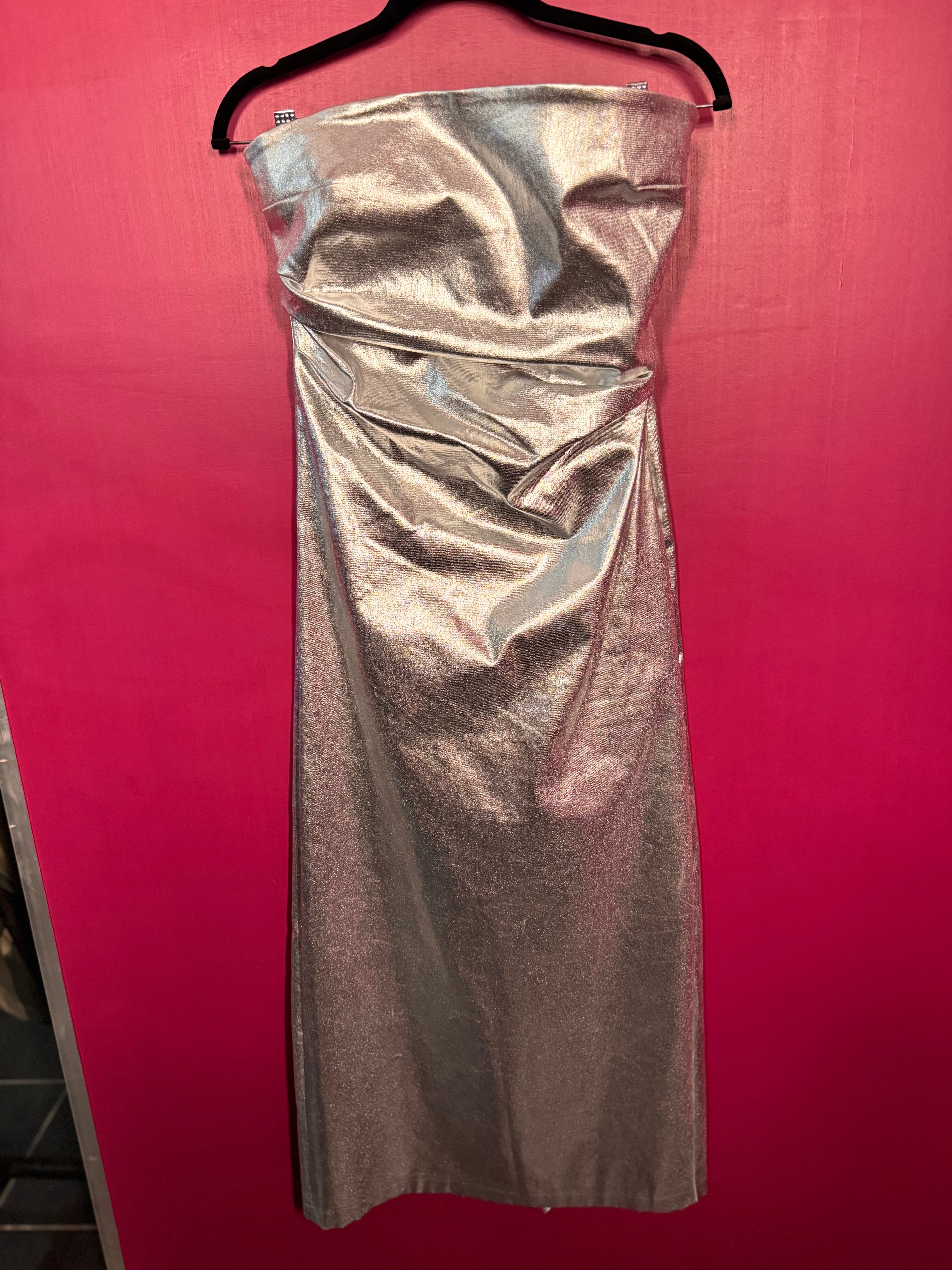 Robe longue bustier argenté