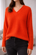 Pull rouge laine mérinos et kid mohair