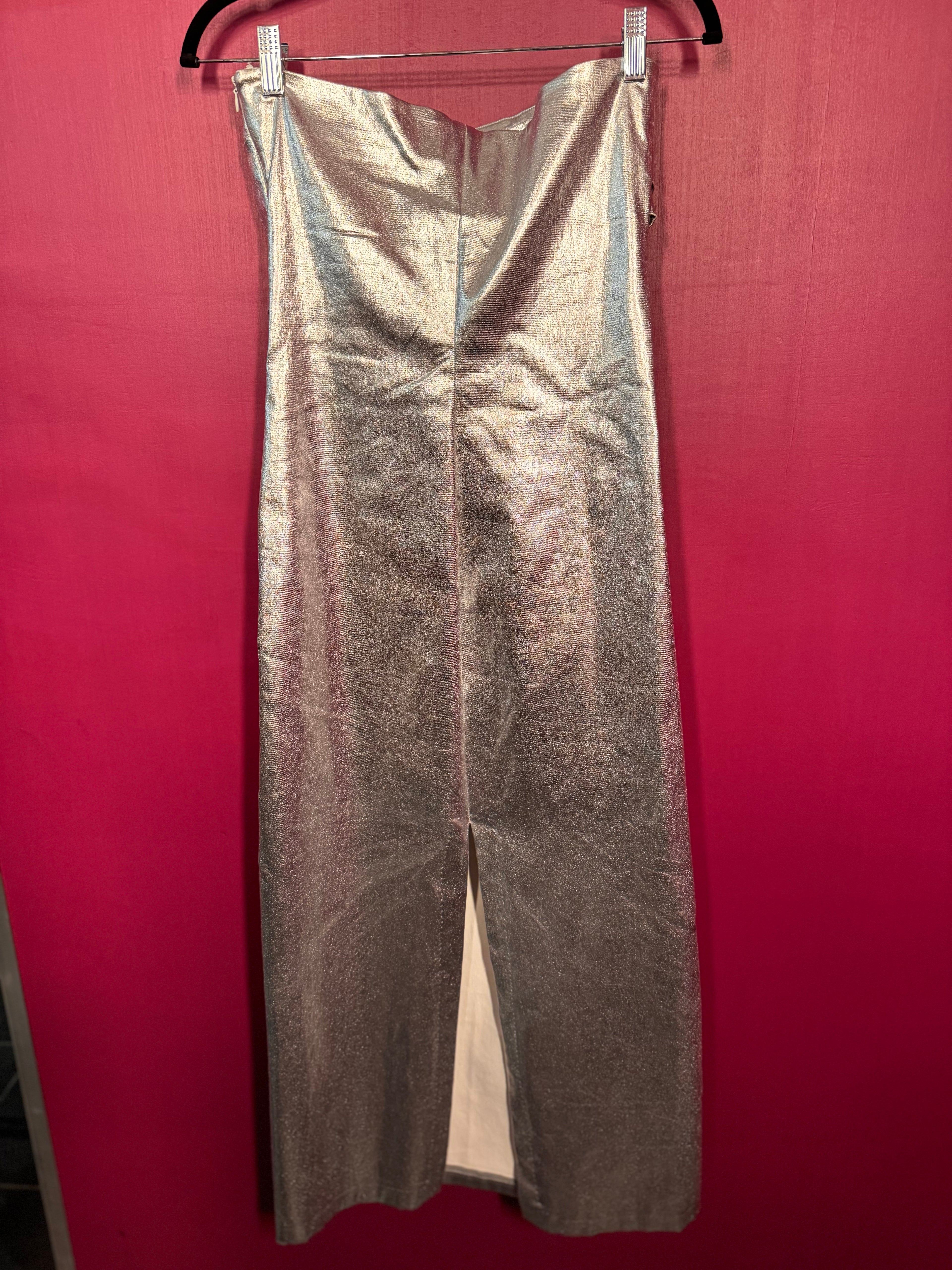 Robe longue bustier argenté