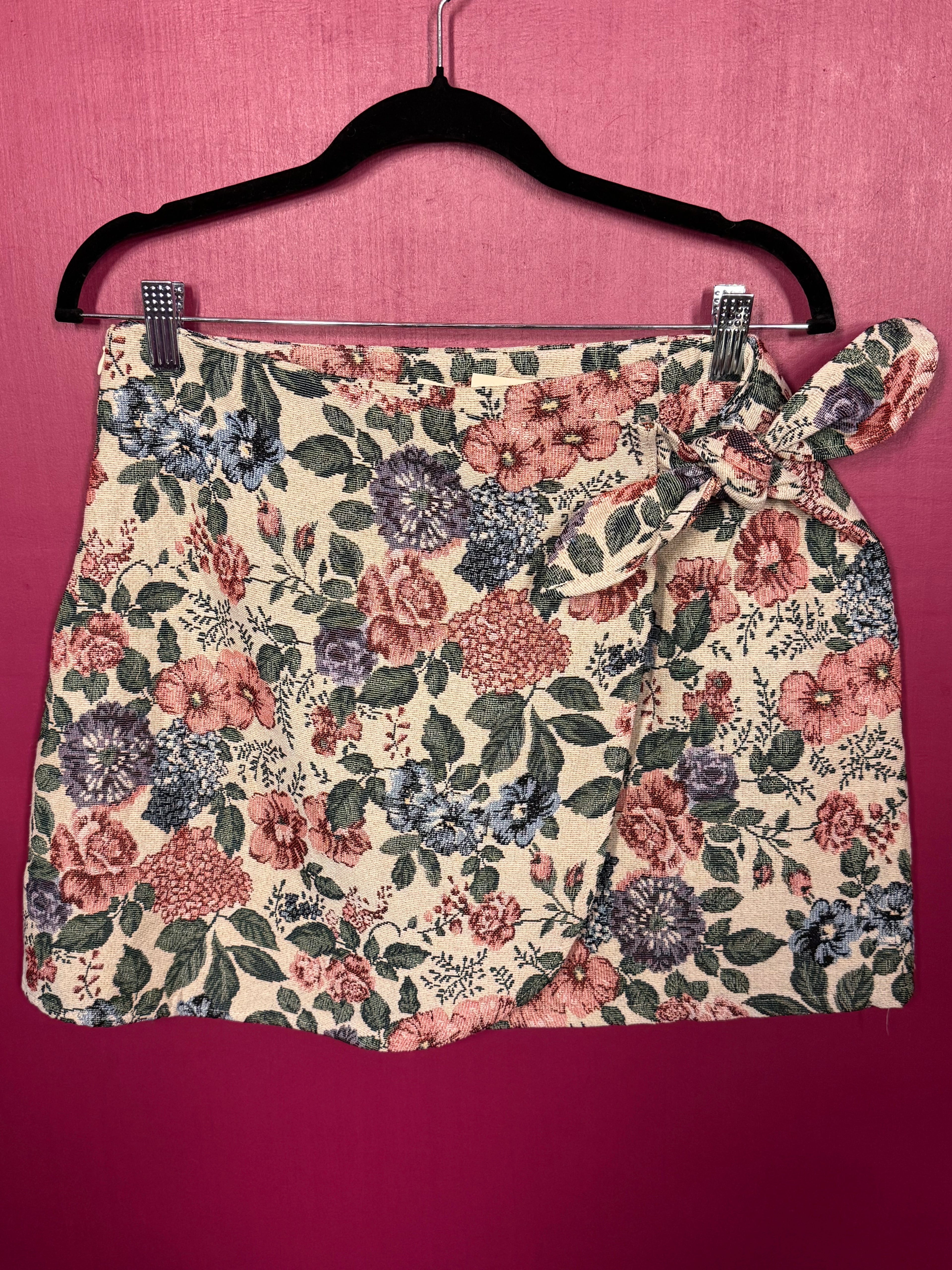 Jupe portefeuille fleurie multicolore