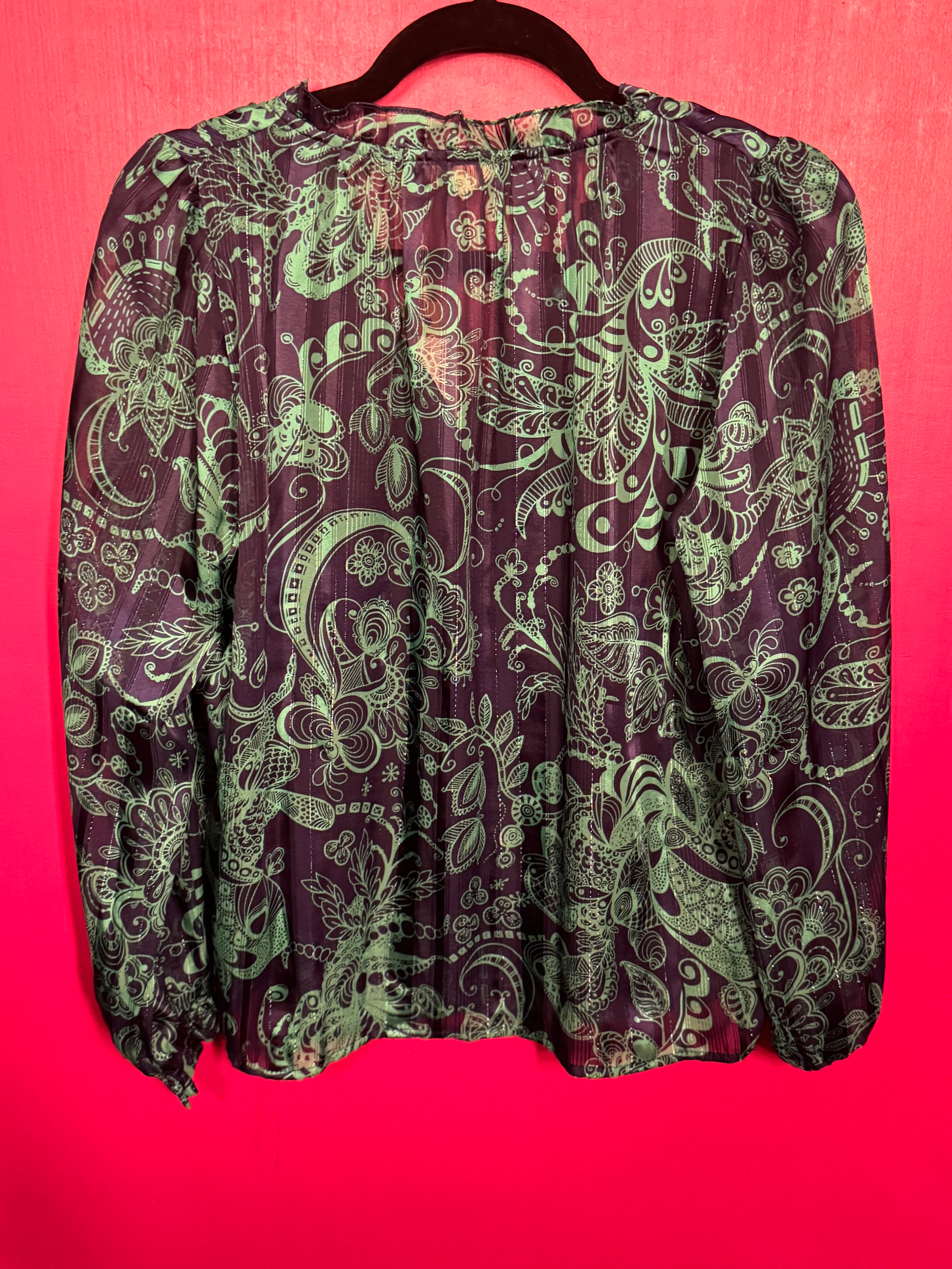 Blouse bleu / vert à motif floral