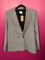 Blazer pied-de-poule noir / blanc en laine vierge