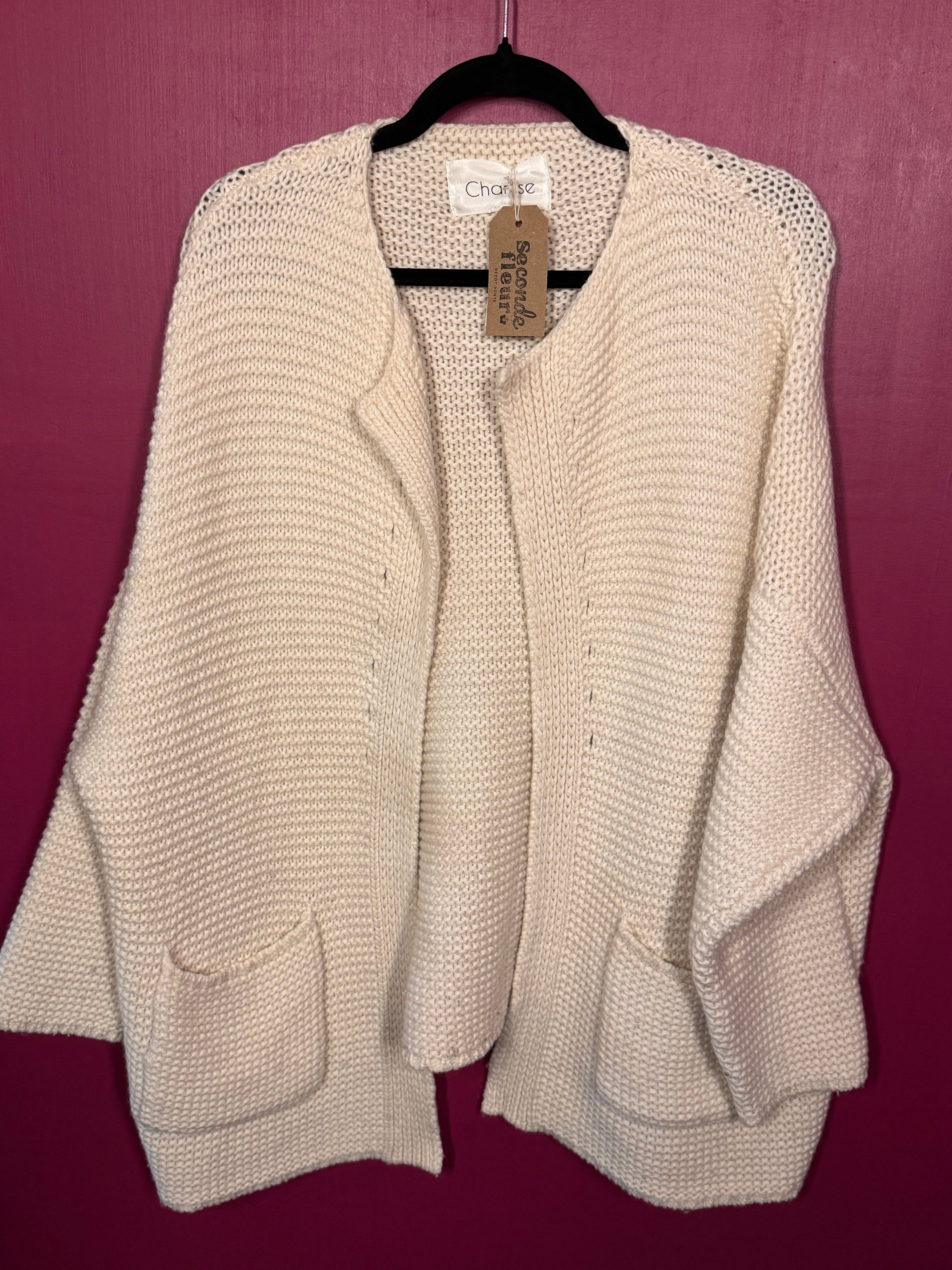 Gilet grosses mailles écru