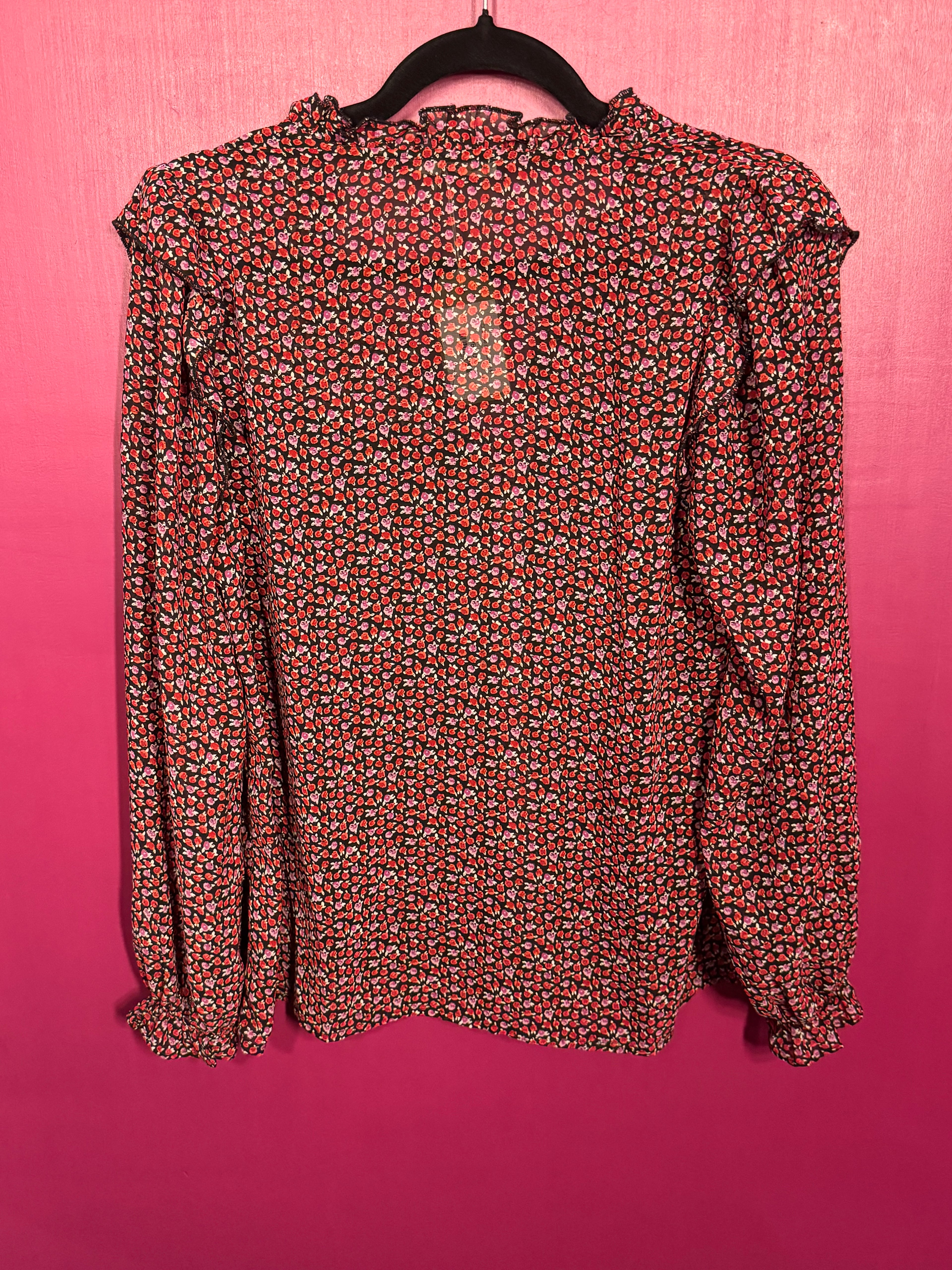 Blouse fleurie noire