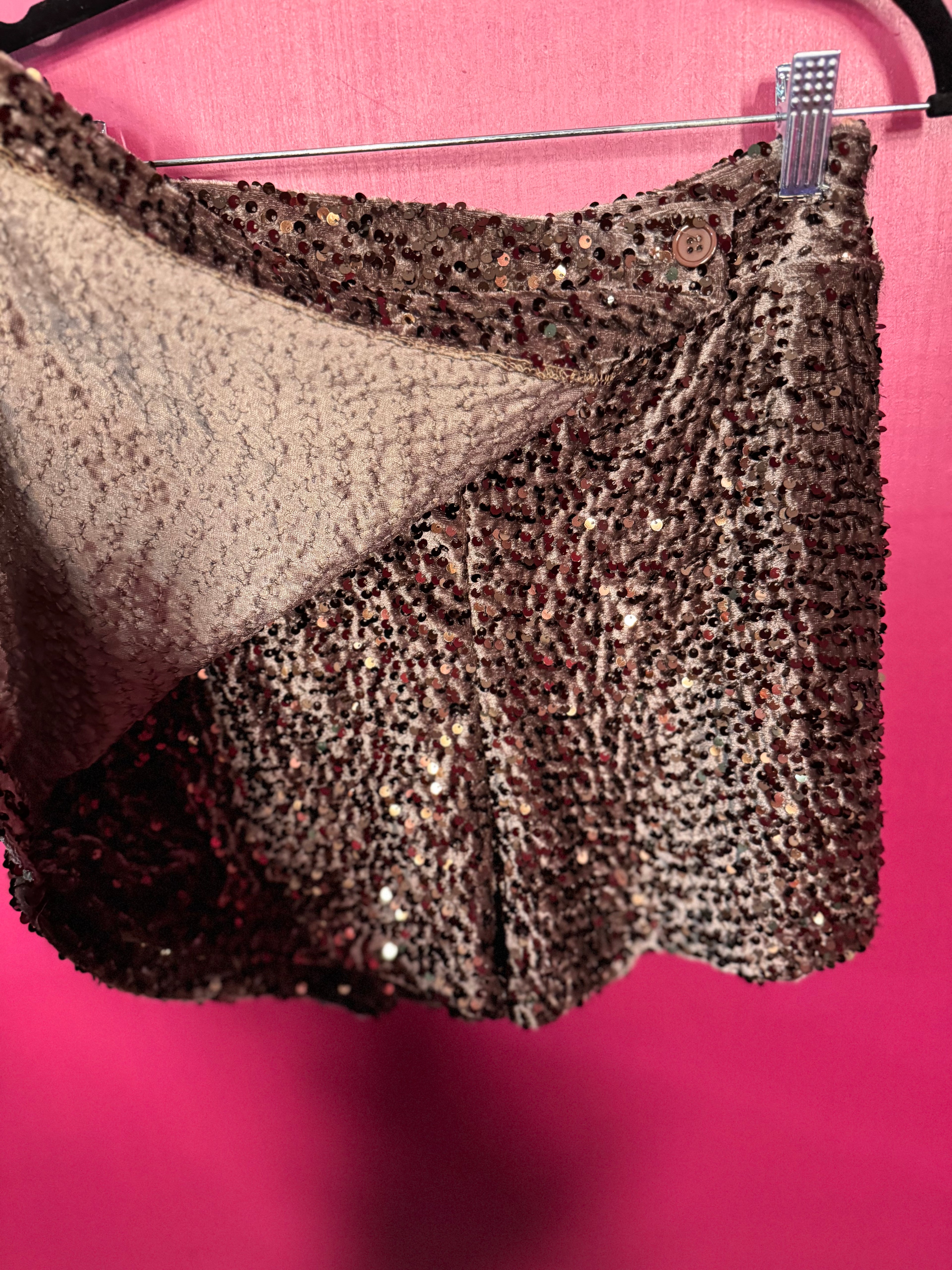 Ensemble marron pailleté short