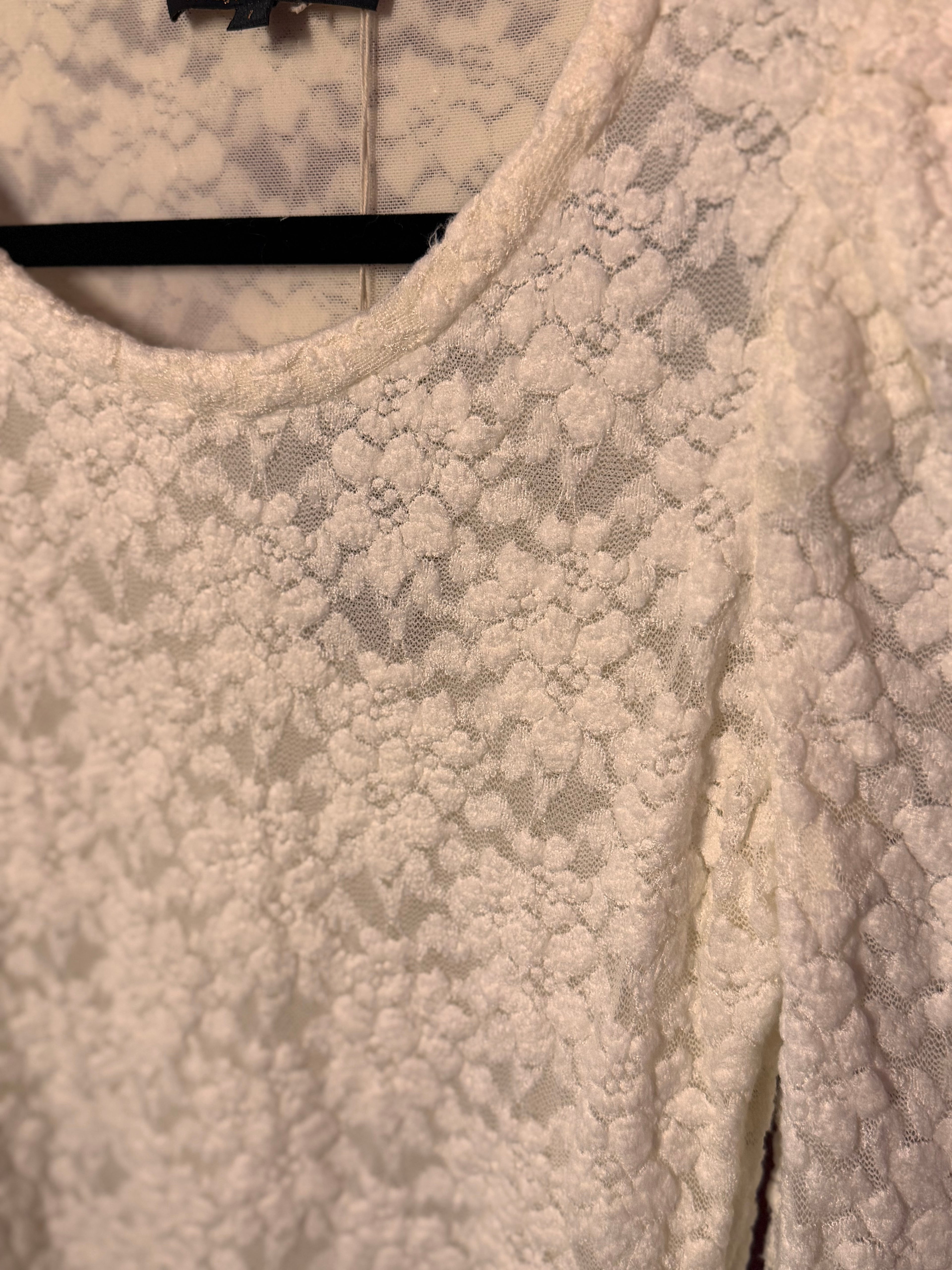 T-shirt manches longues dentelle blanc