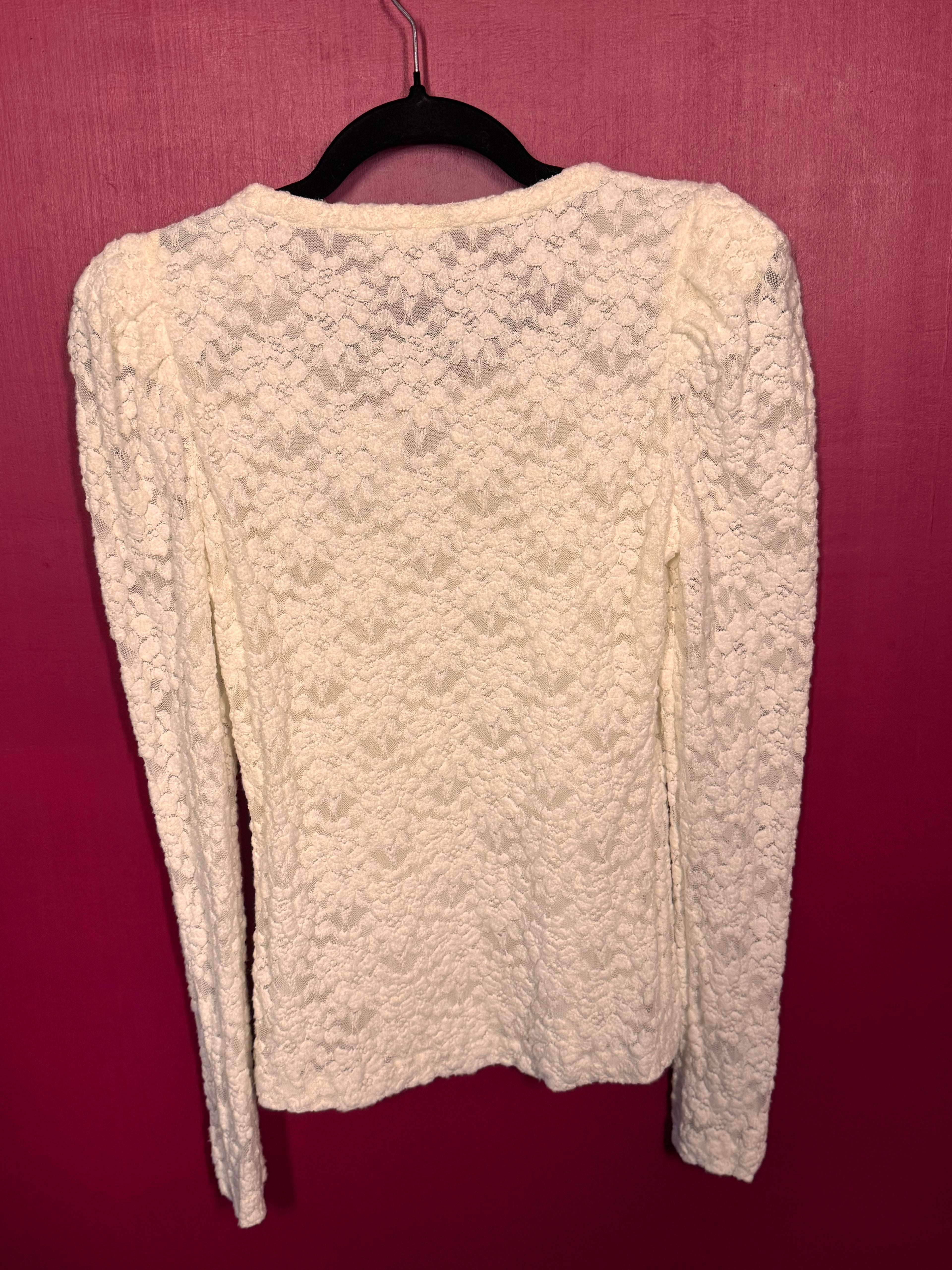 T-shirt manches longues dentelle blanc