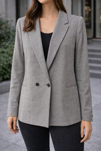 Blazer pied-de-poule noir / blanc en laine vierge