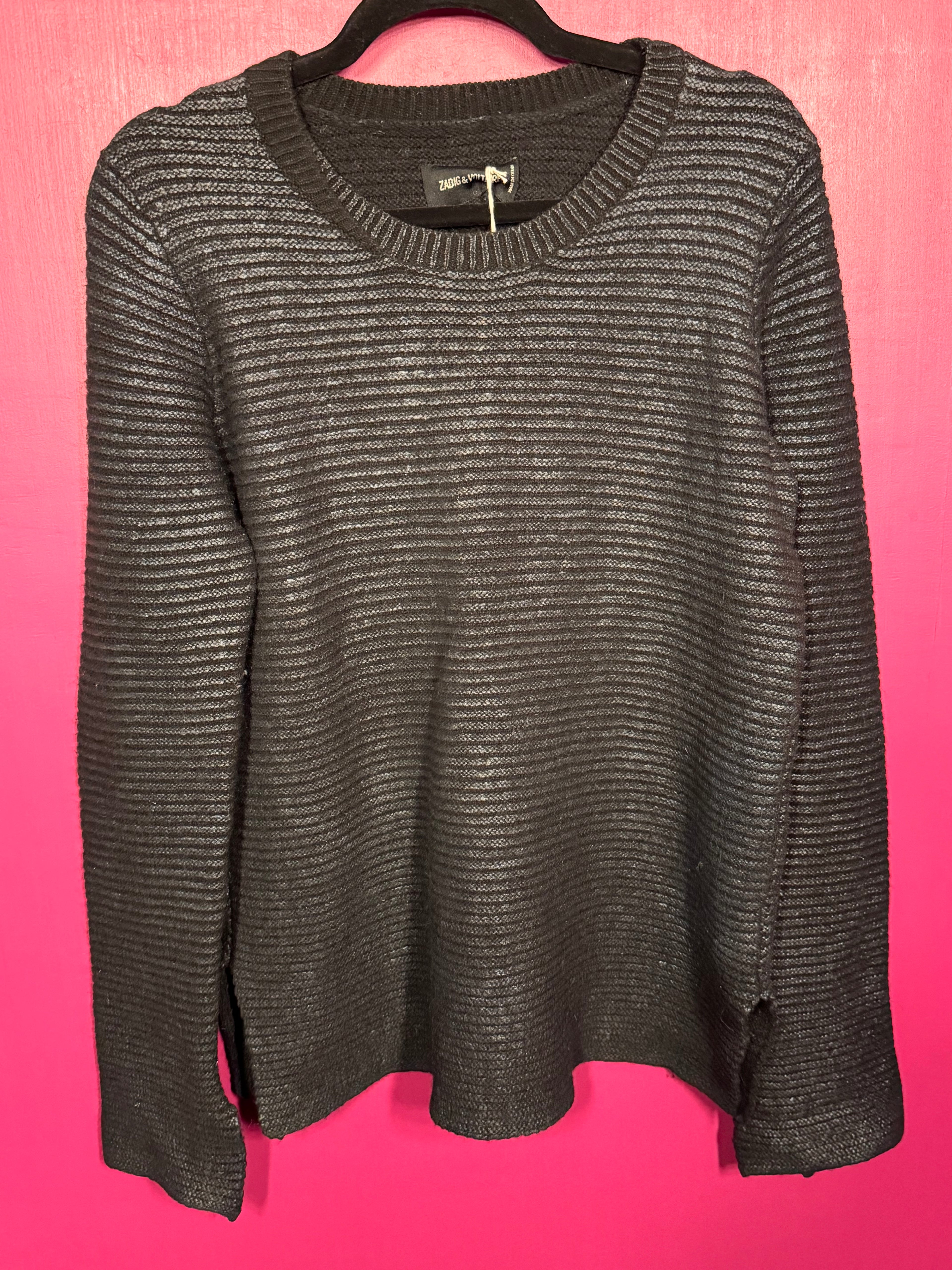 Pull noir / argenté laine et alpaga