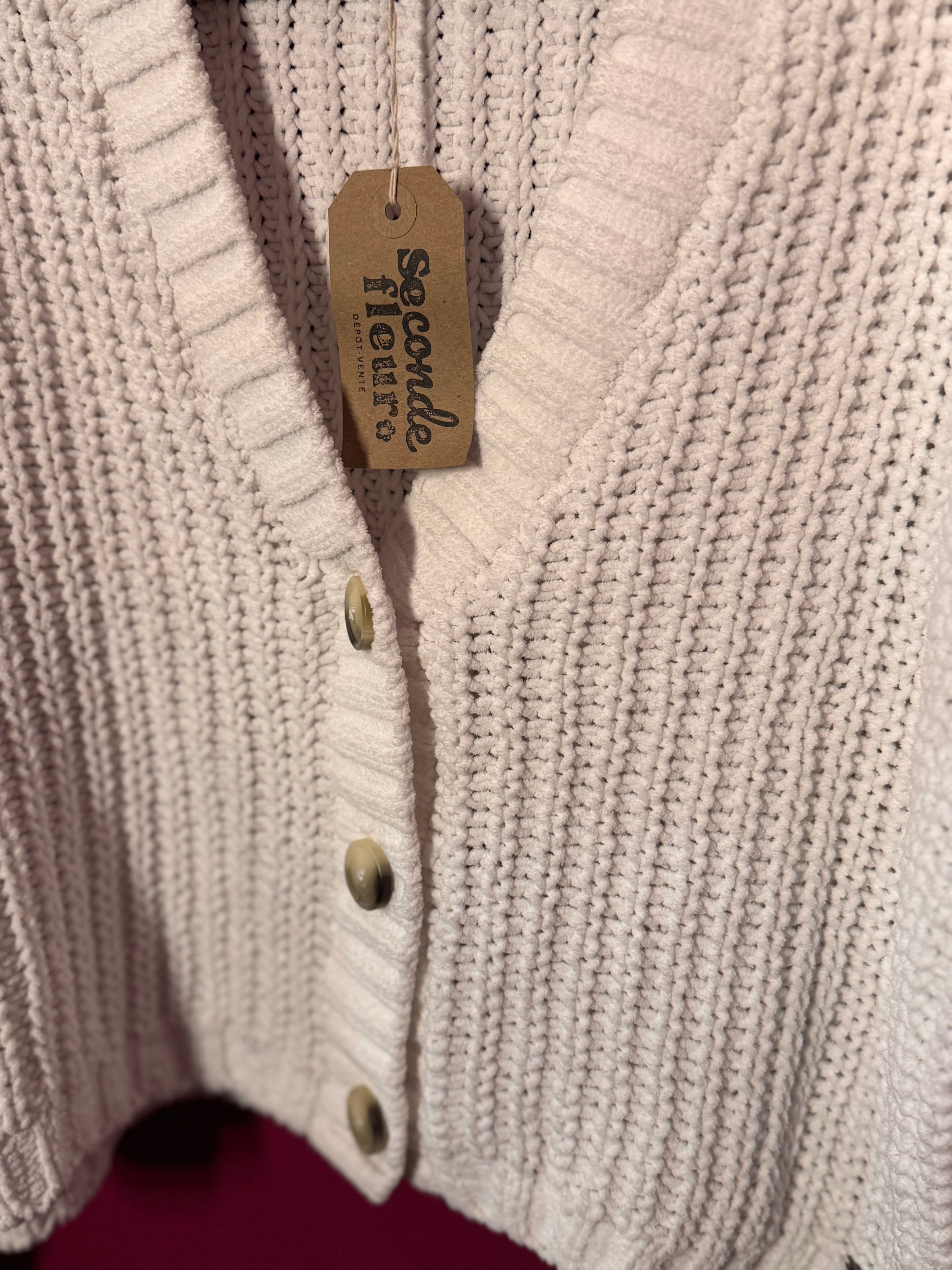 Gilet blanc court grosses mailles