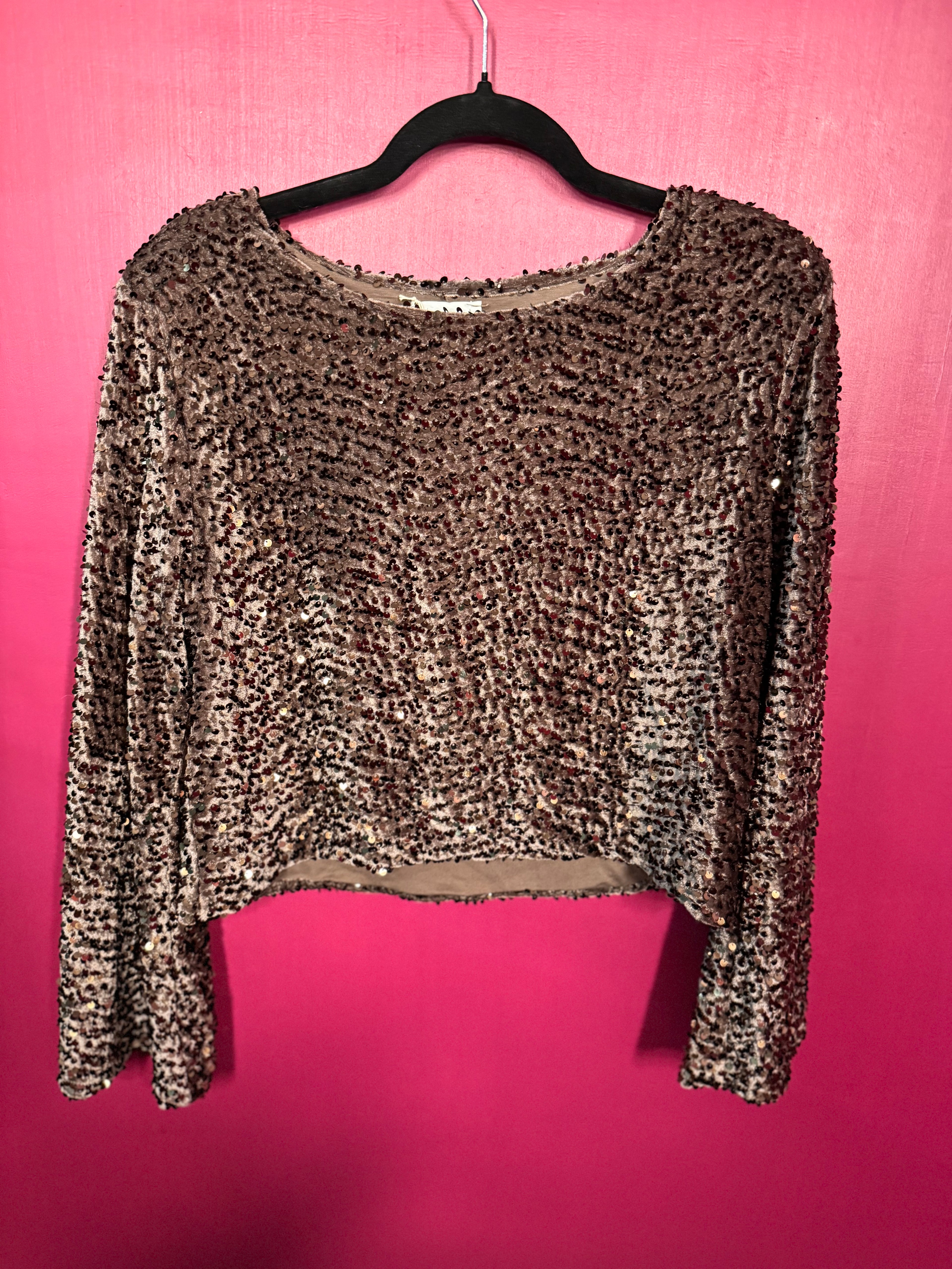 Ensemble marron pailleté short