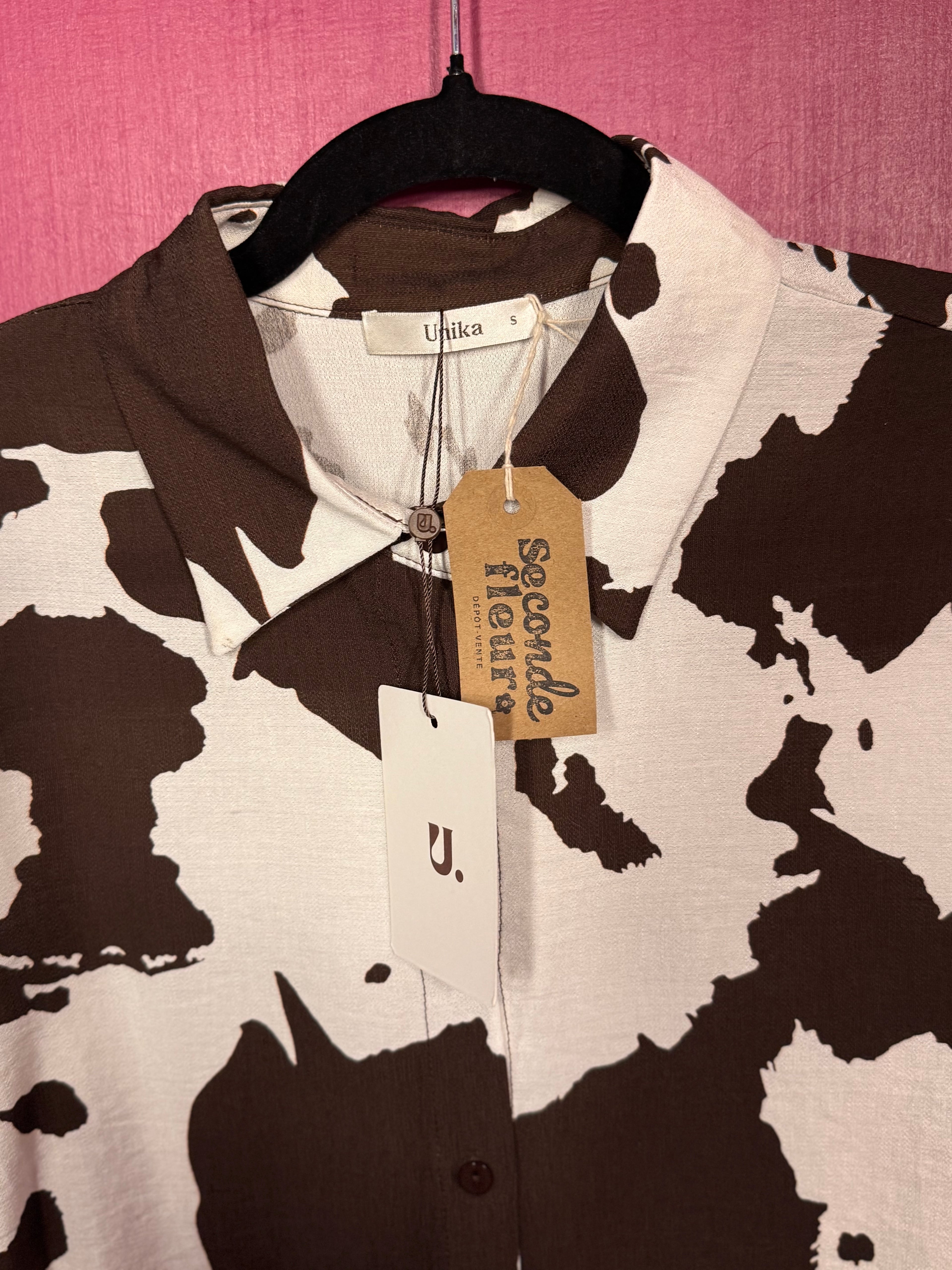 Chemise imprimé animal marron / blanc