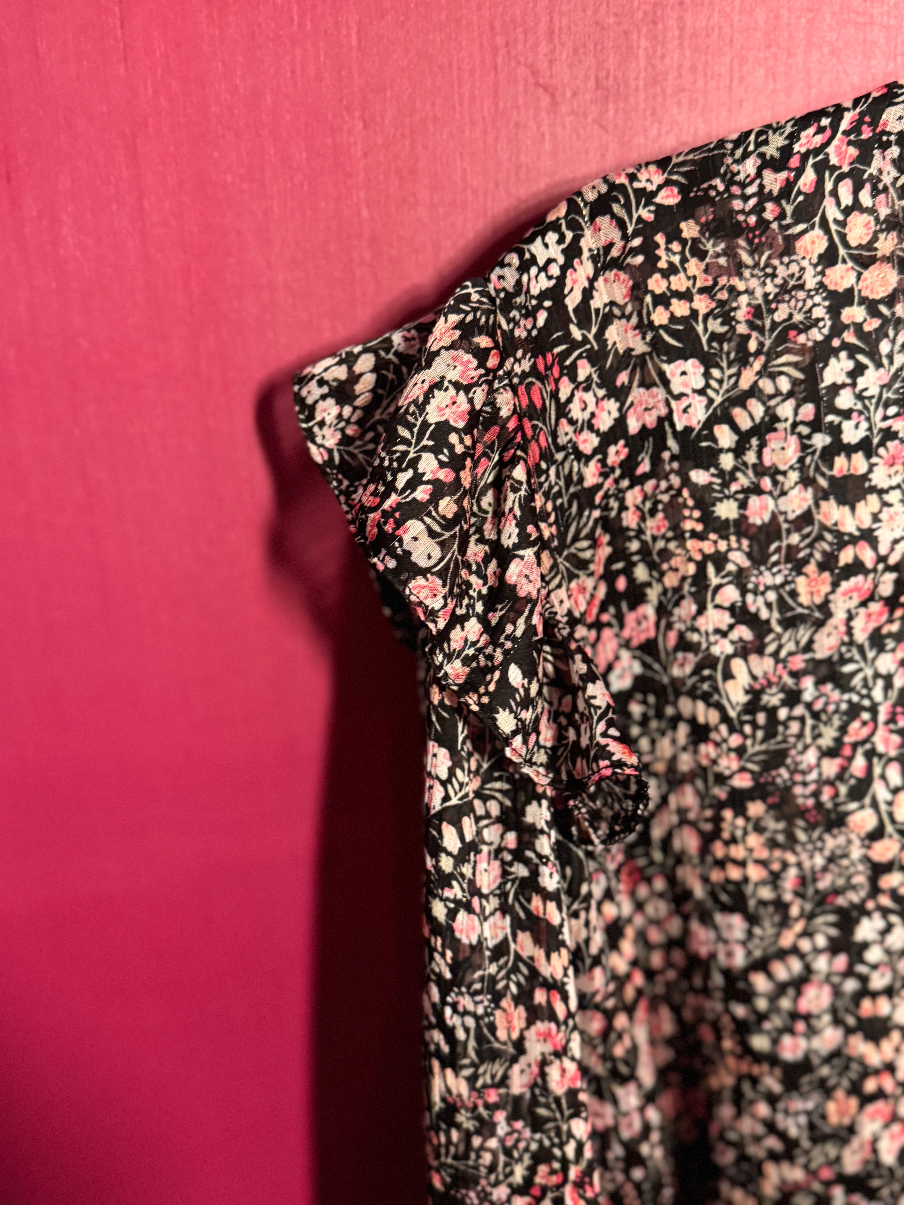 Blouse fleurie noir / rose