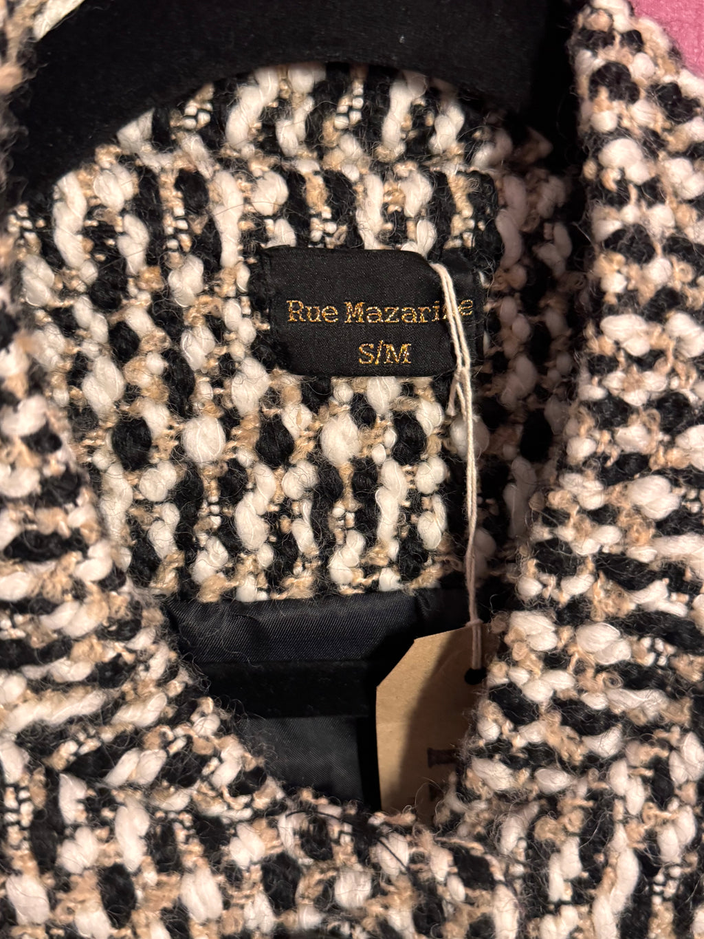 Manteau en tweed noir / écru / beige