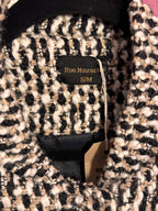 Manteau en tweed noir / écru / beige