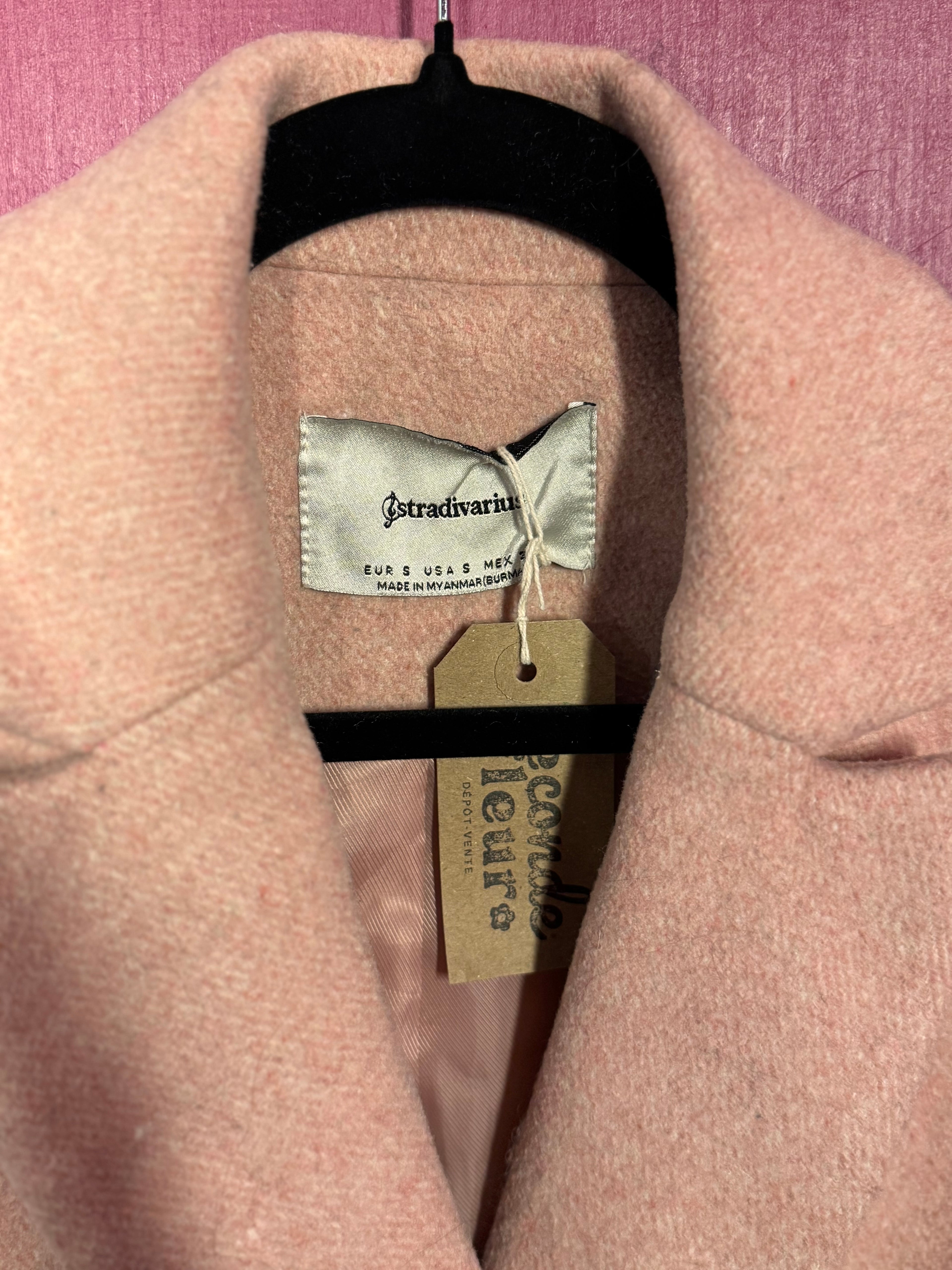 Manteau caban long rose