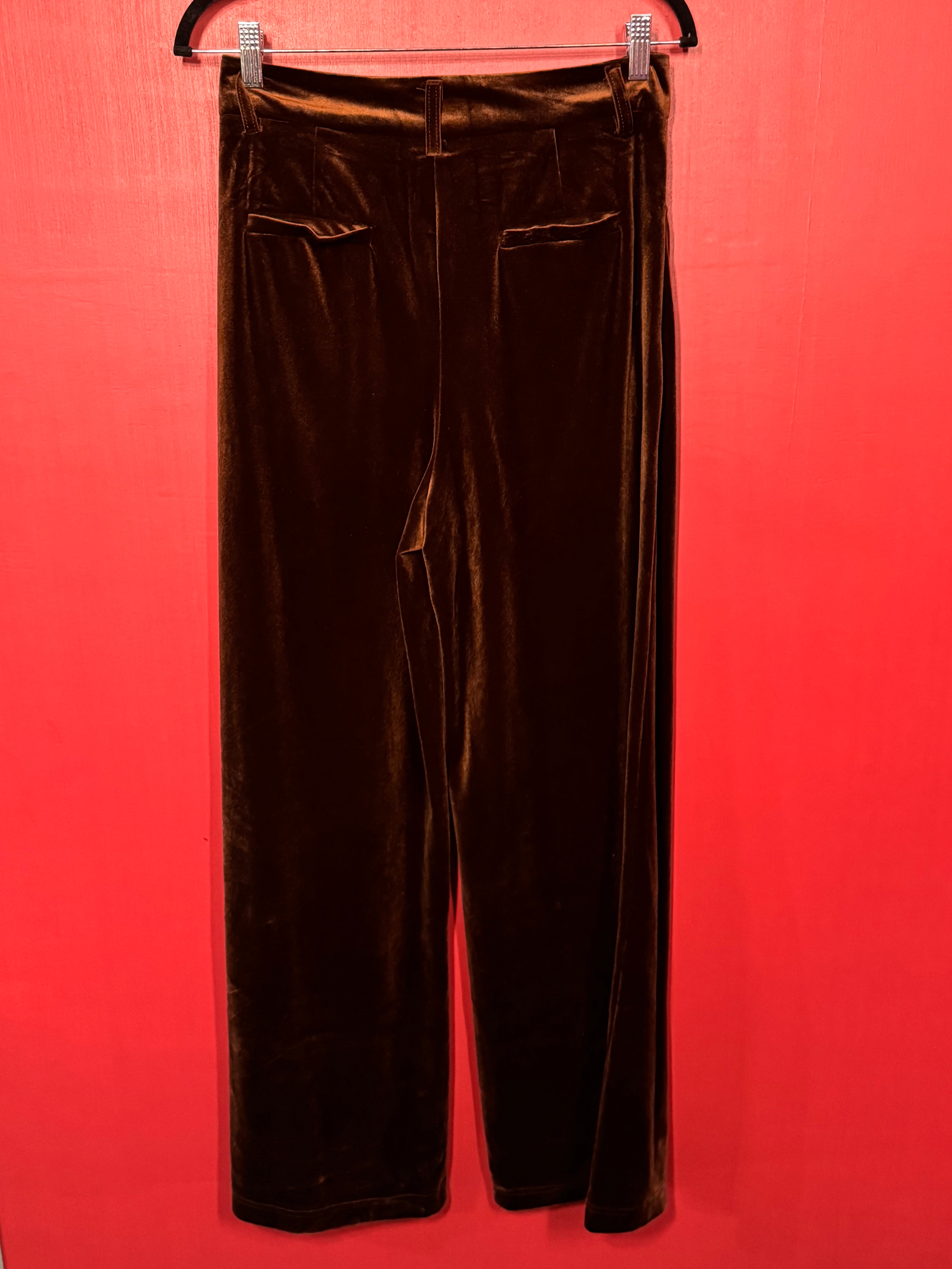 Pantalon marron velours satiné