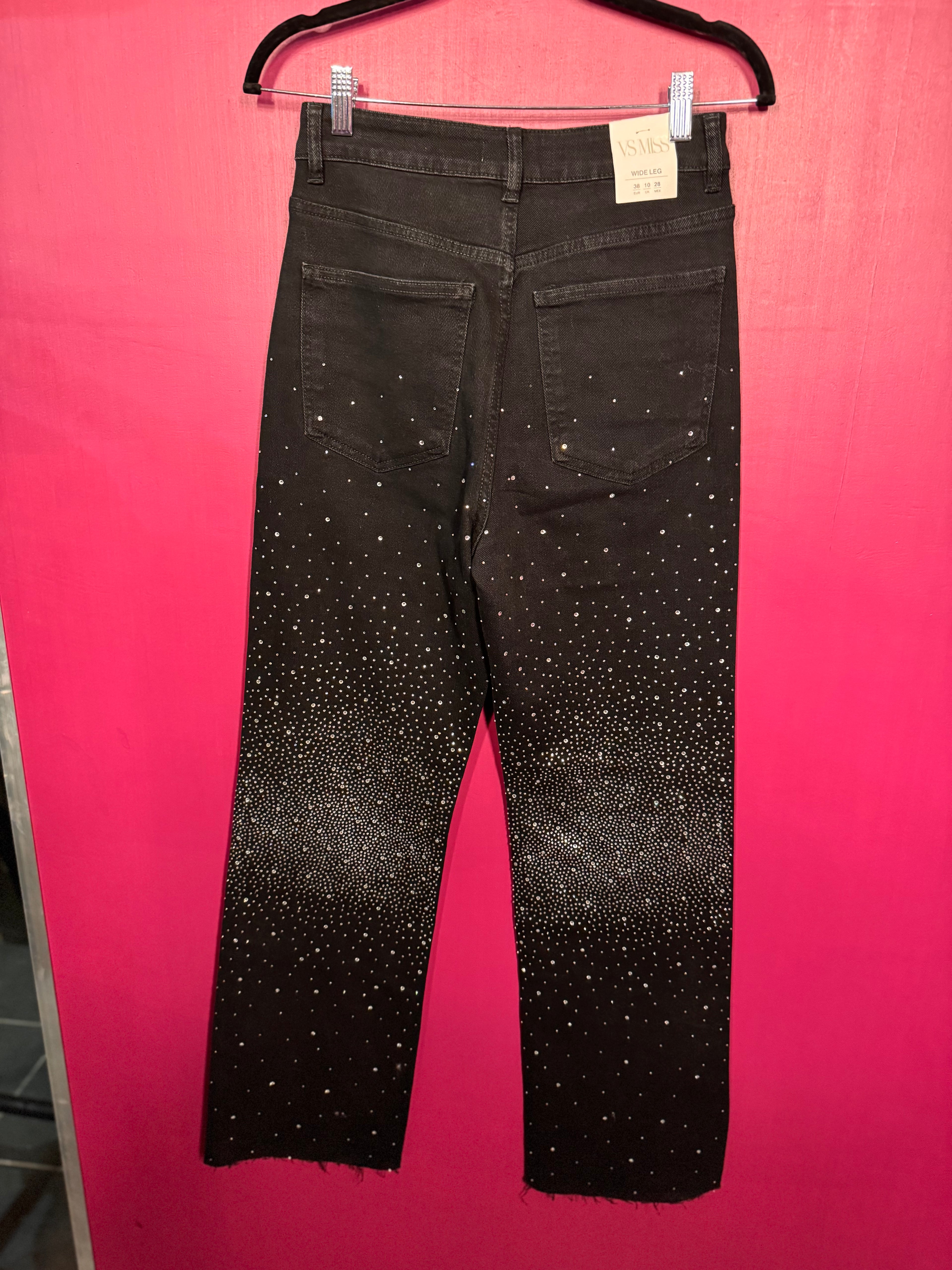 Jean large noir à strass