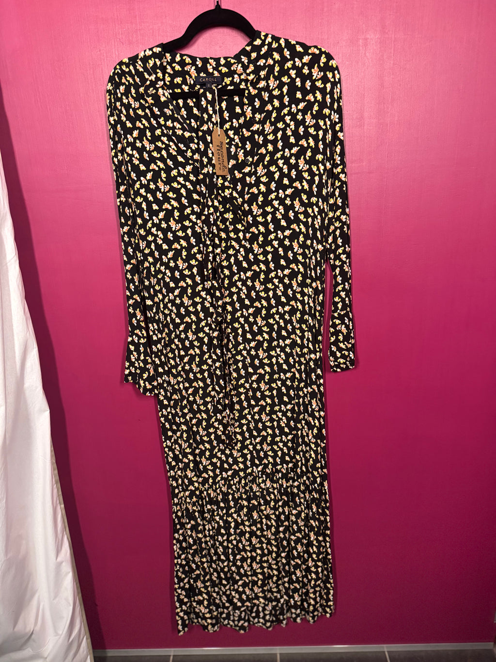 Robe fleurie noire longue