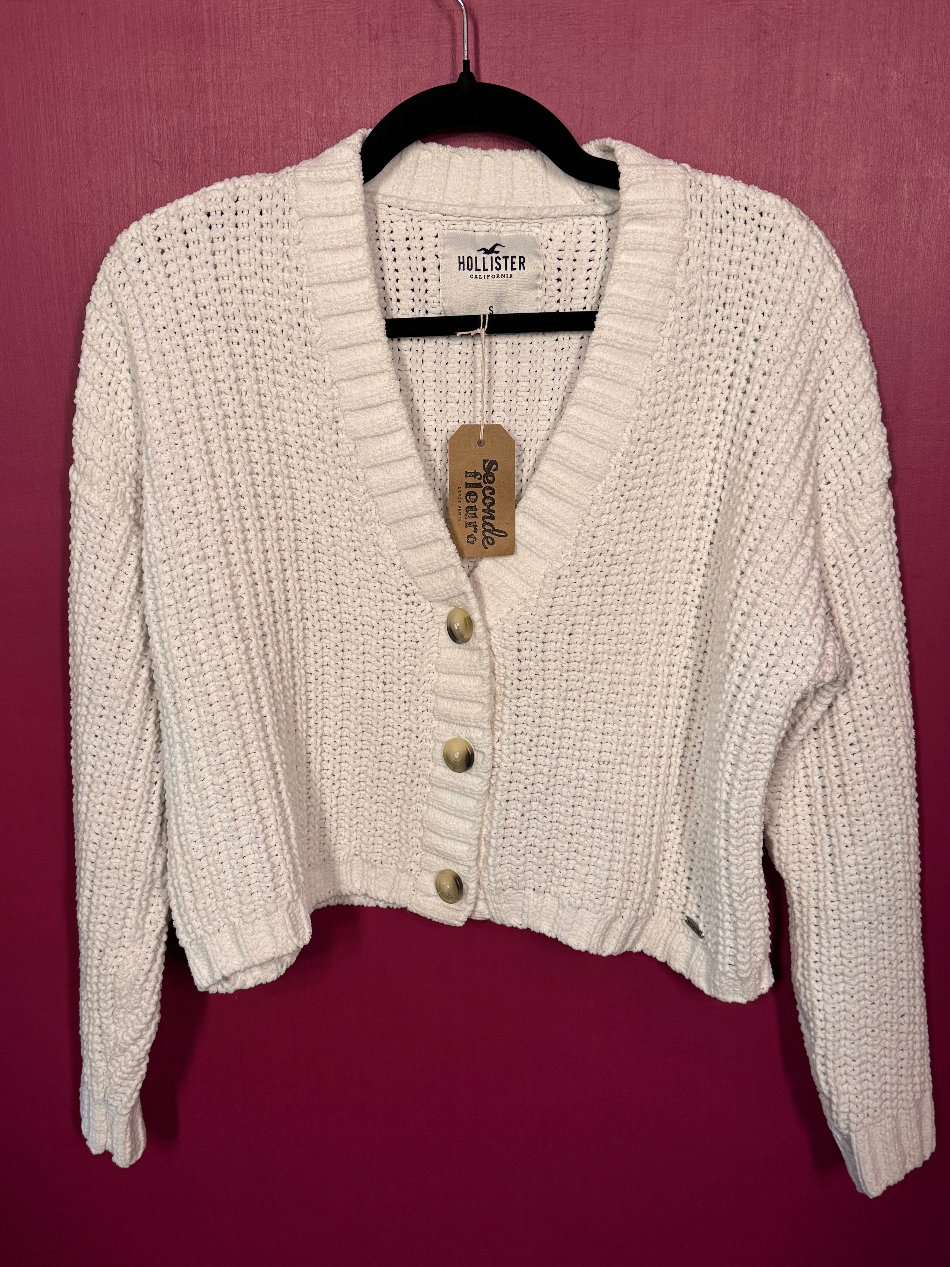 Gilet blanc court grosses mailles