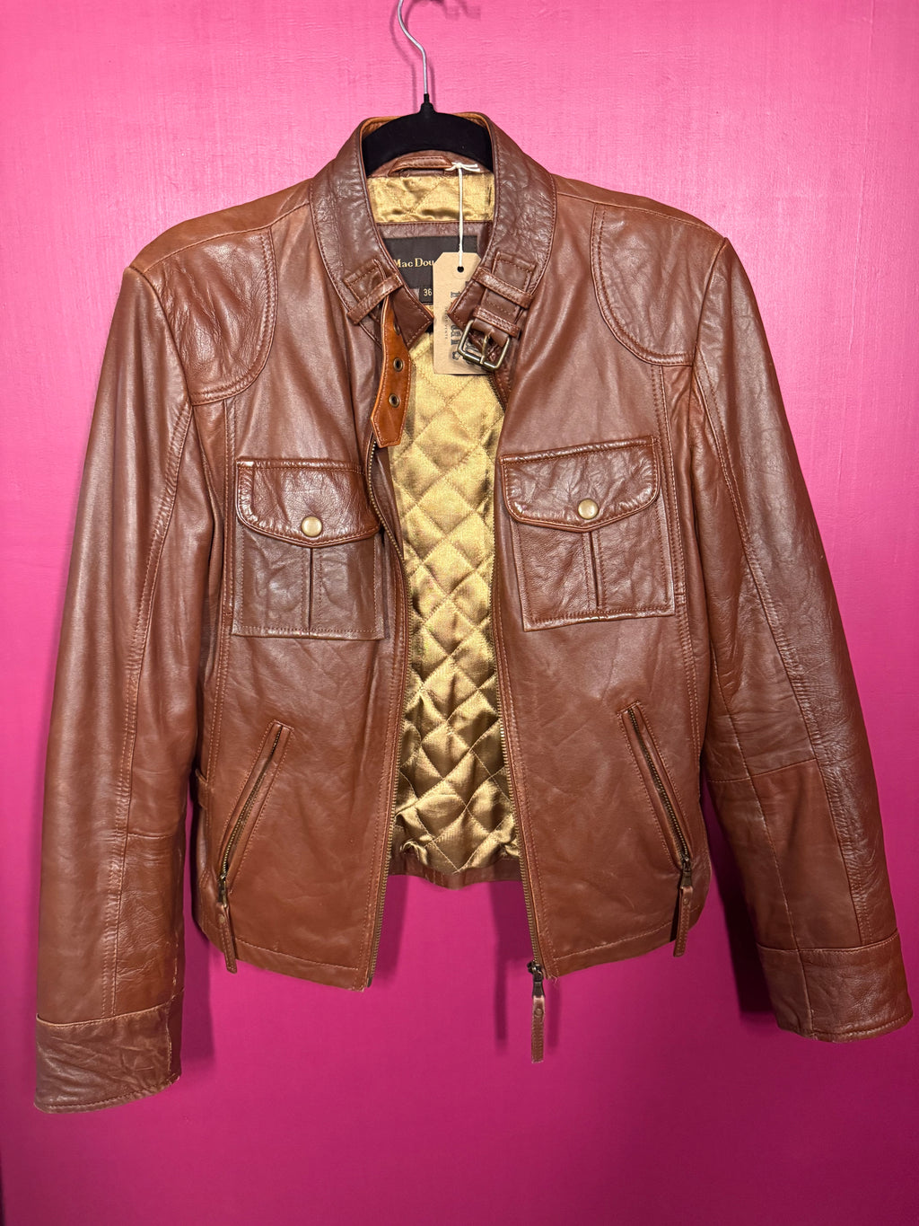 Veste en cuir marron