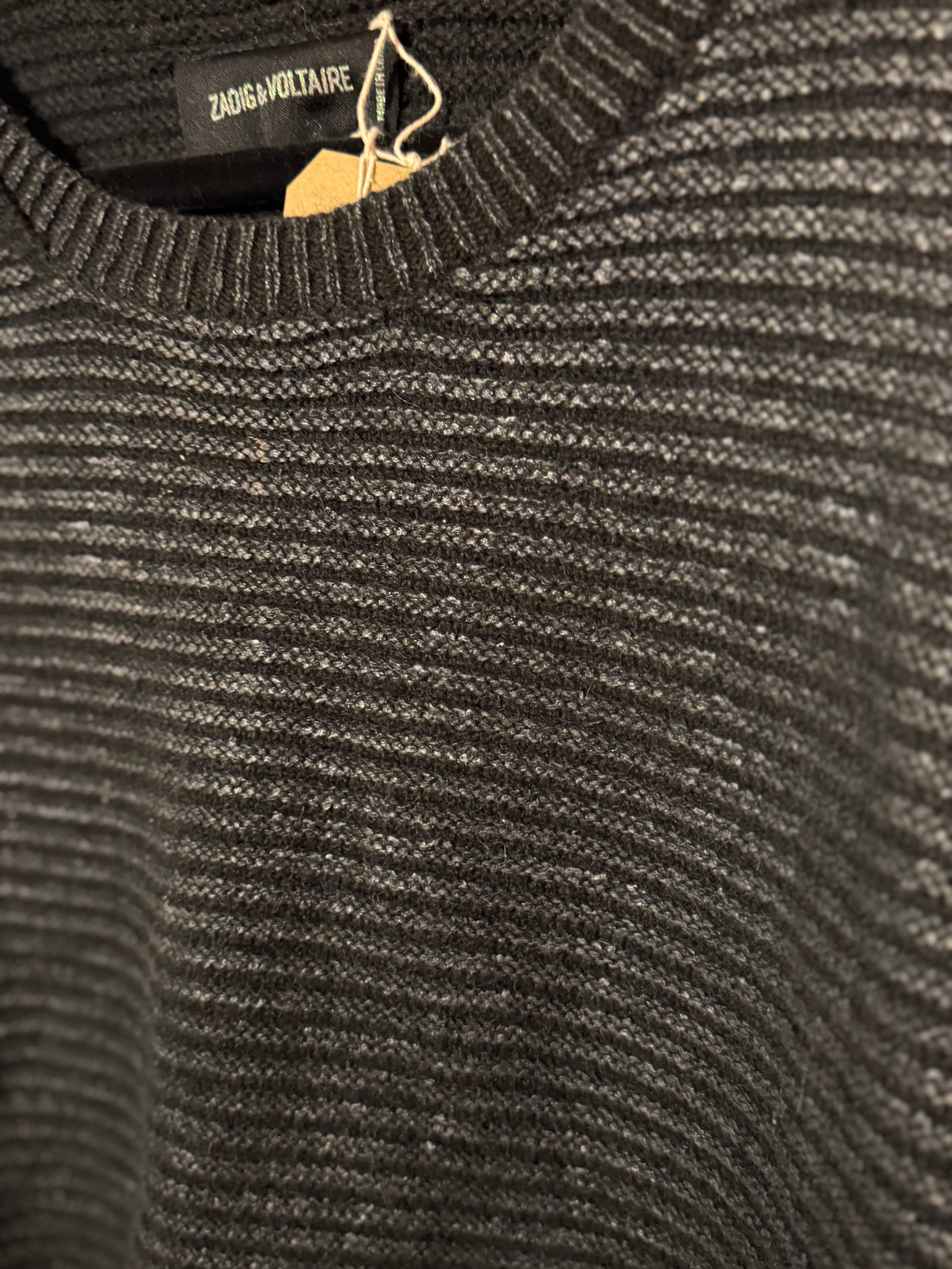 Pull noir / argenté laine et alpaga