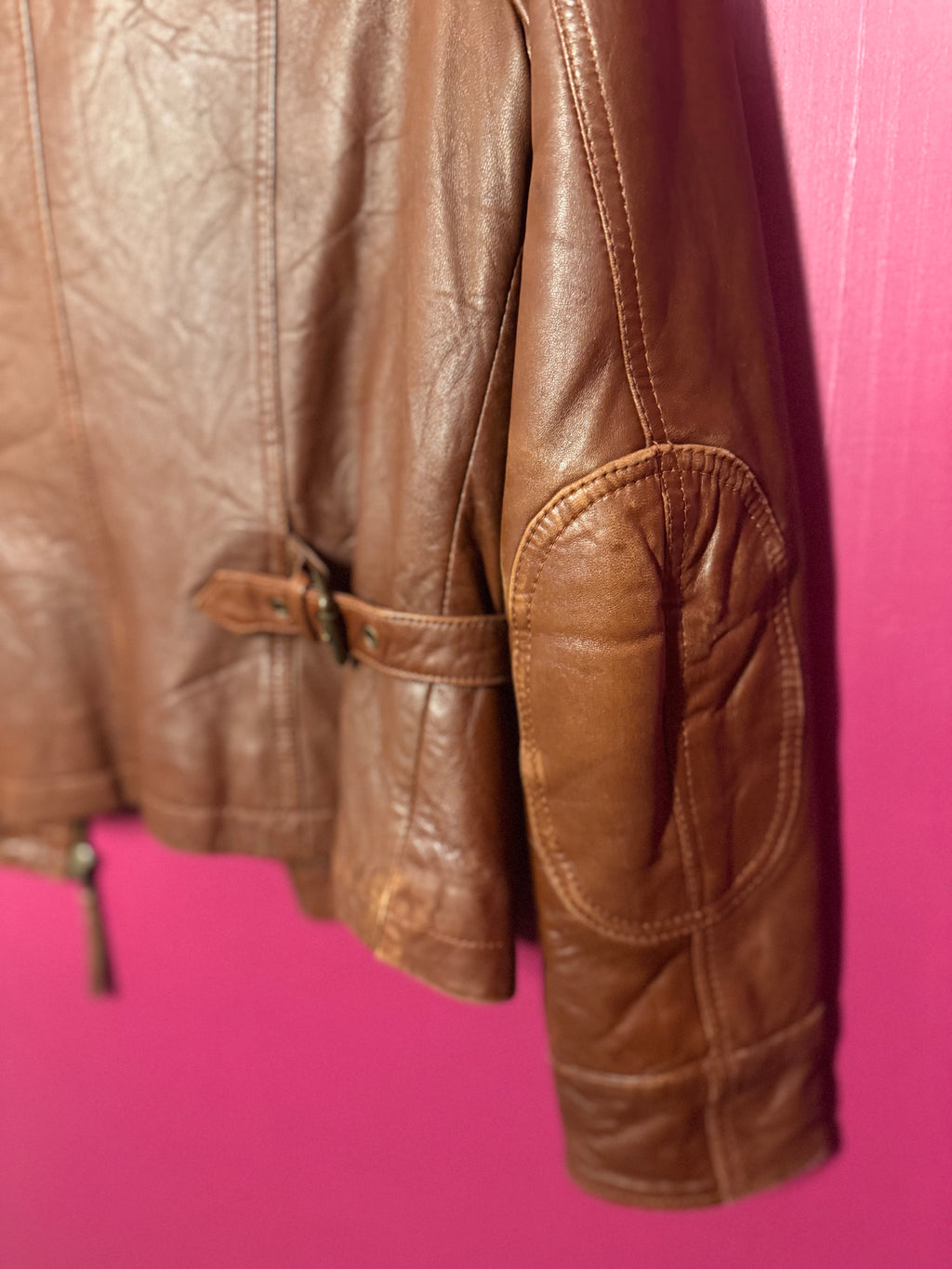 Veste en cuir marron