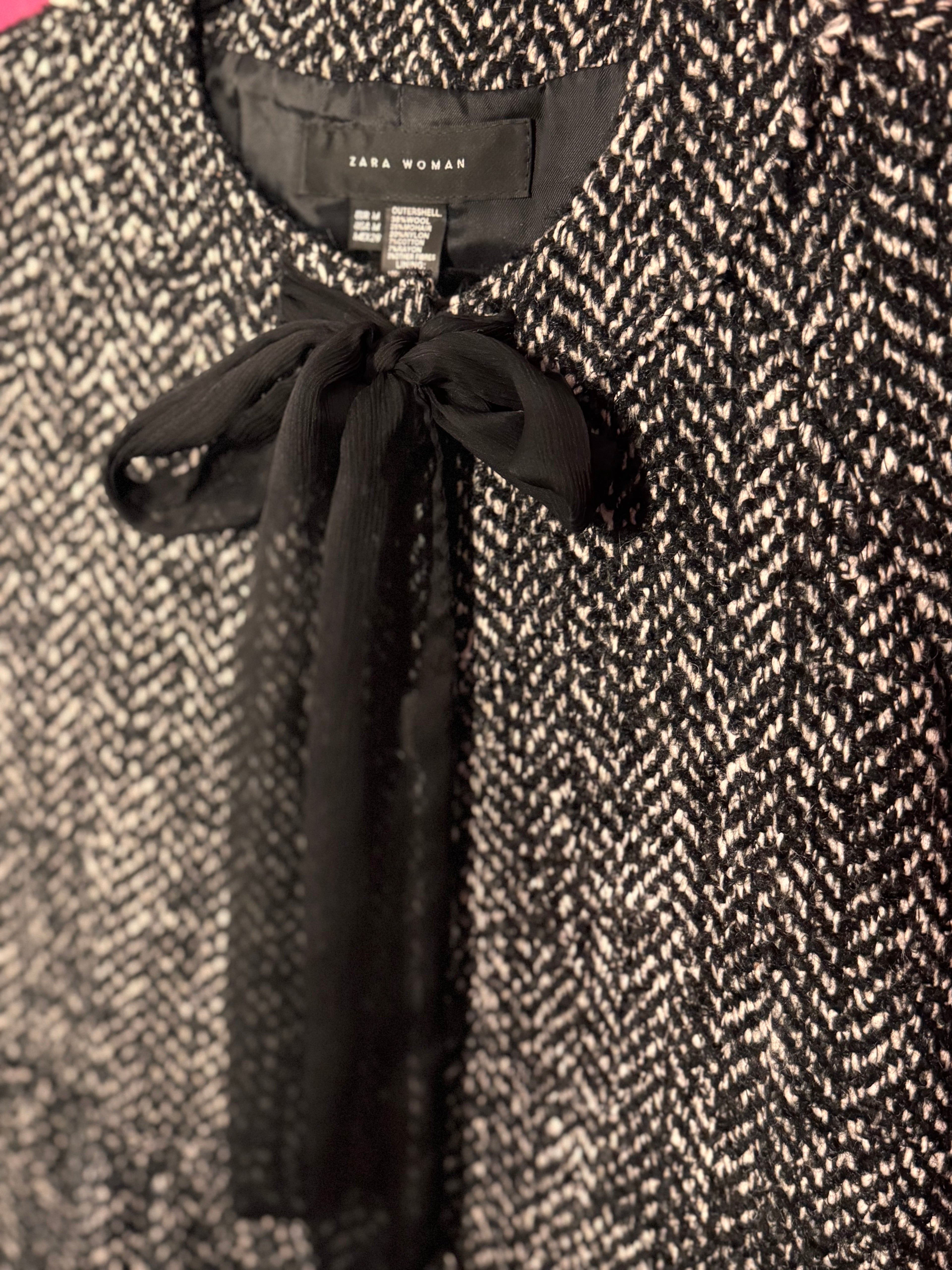 Veste en tweed noir / blanc laine et mohair