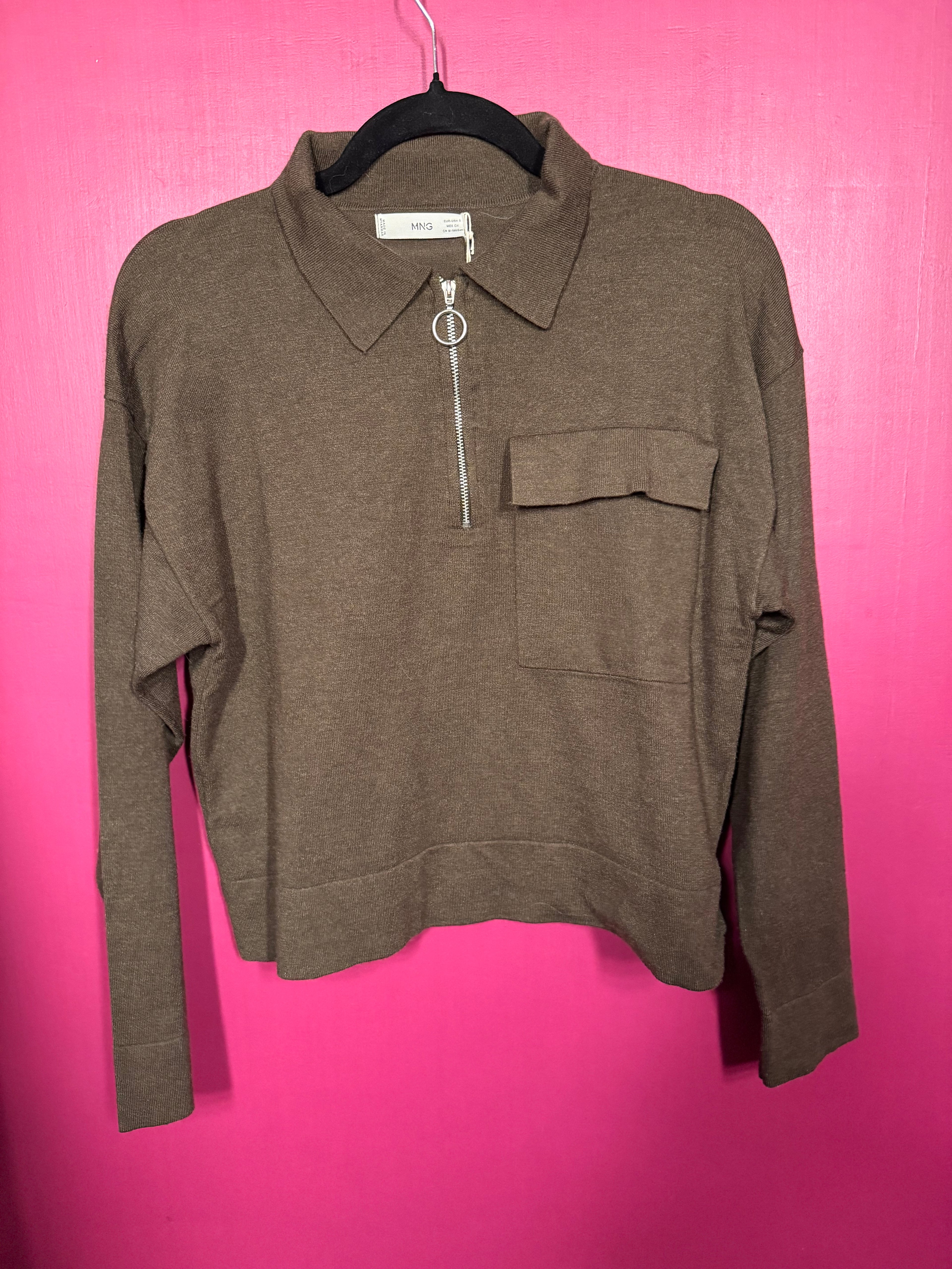 Pull kaki façon polo