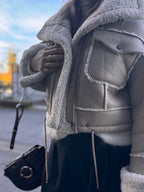 Manteau écru fausse fourrure