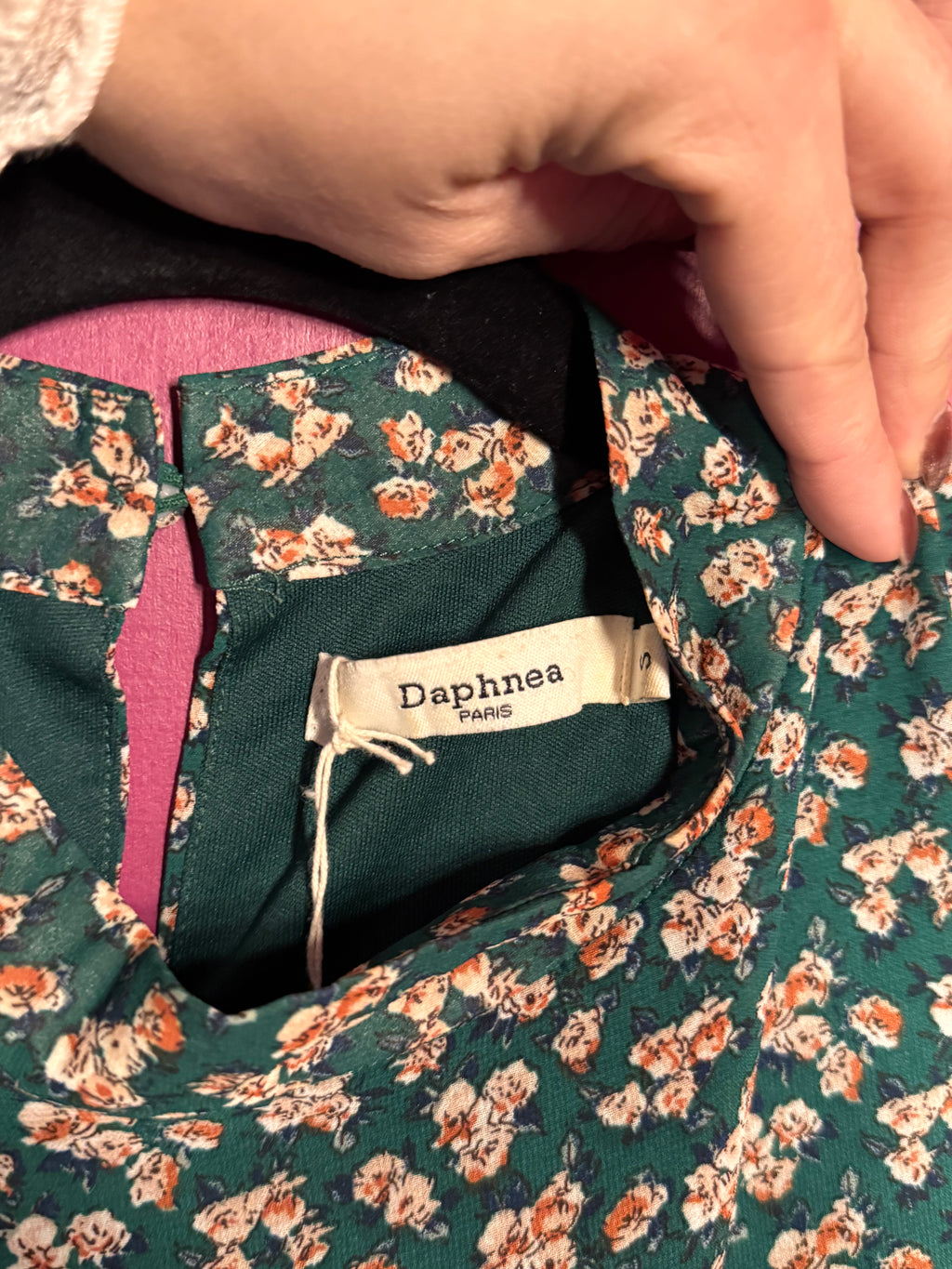 Robe mi-longue à fleurs verte