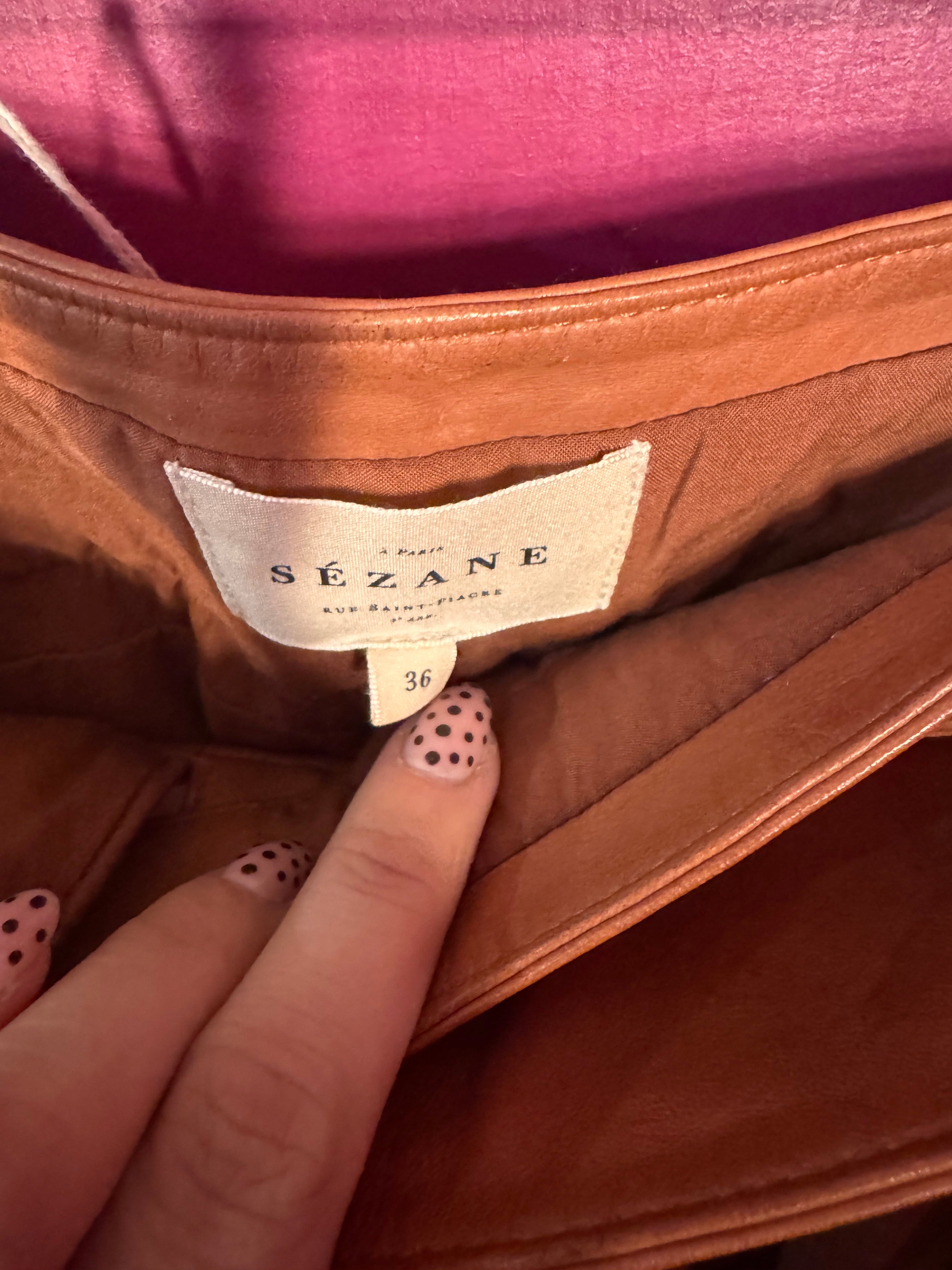 Pantalon en cuir camel