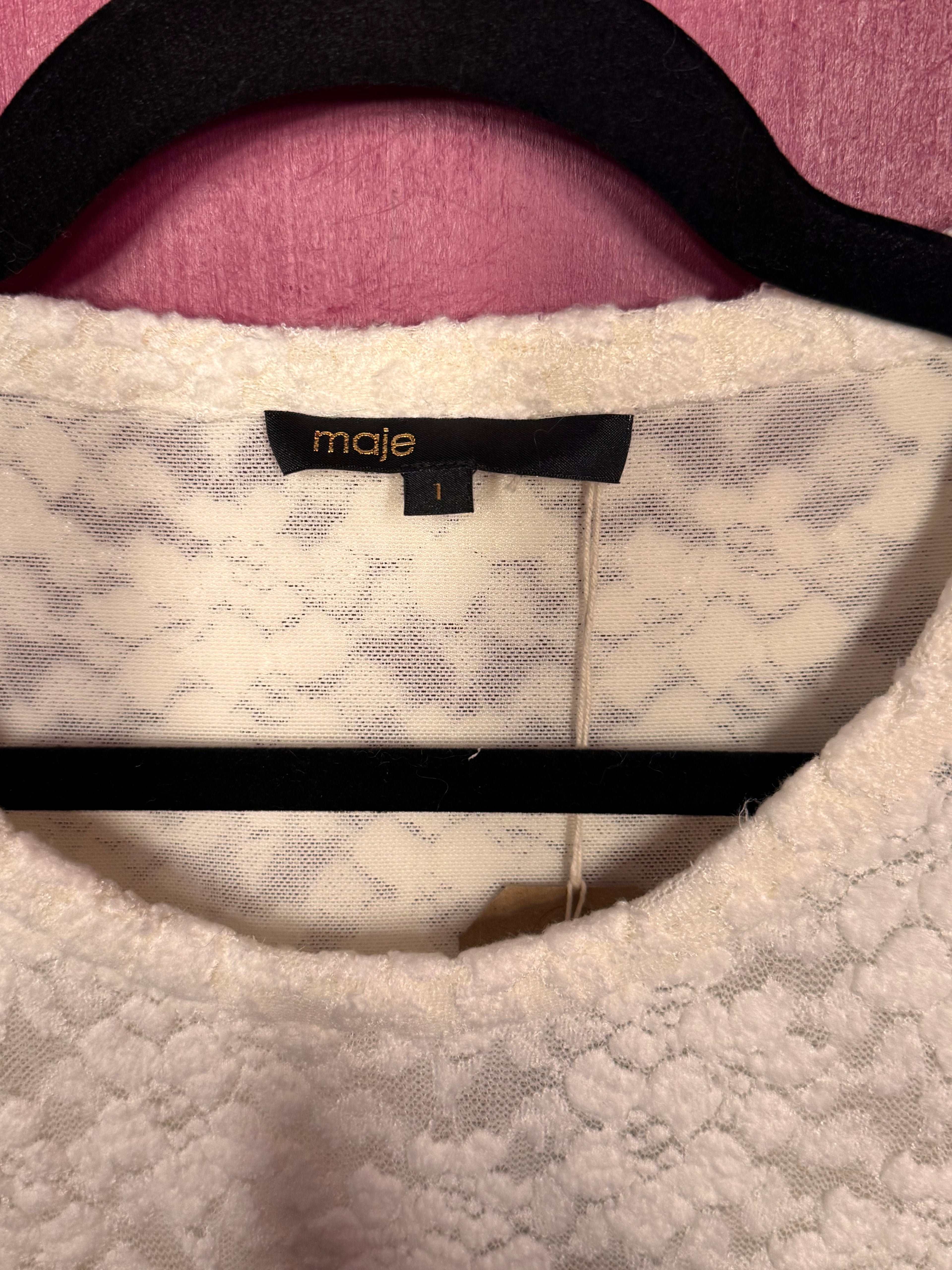 T-shirt manches longues dentelle blanc