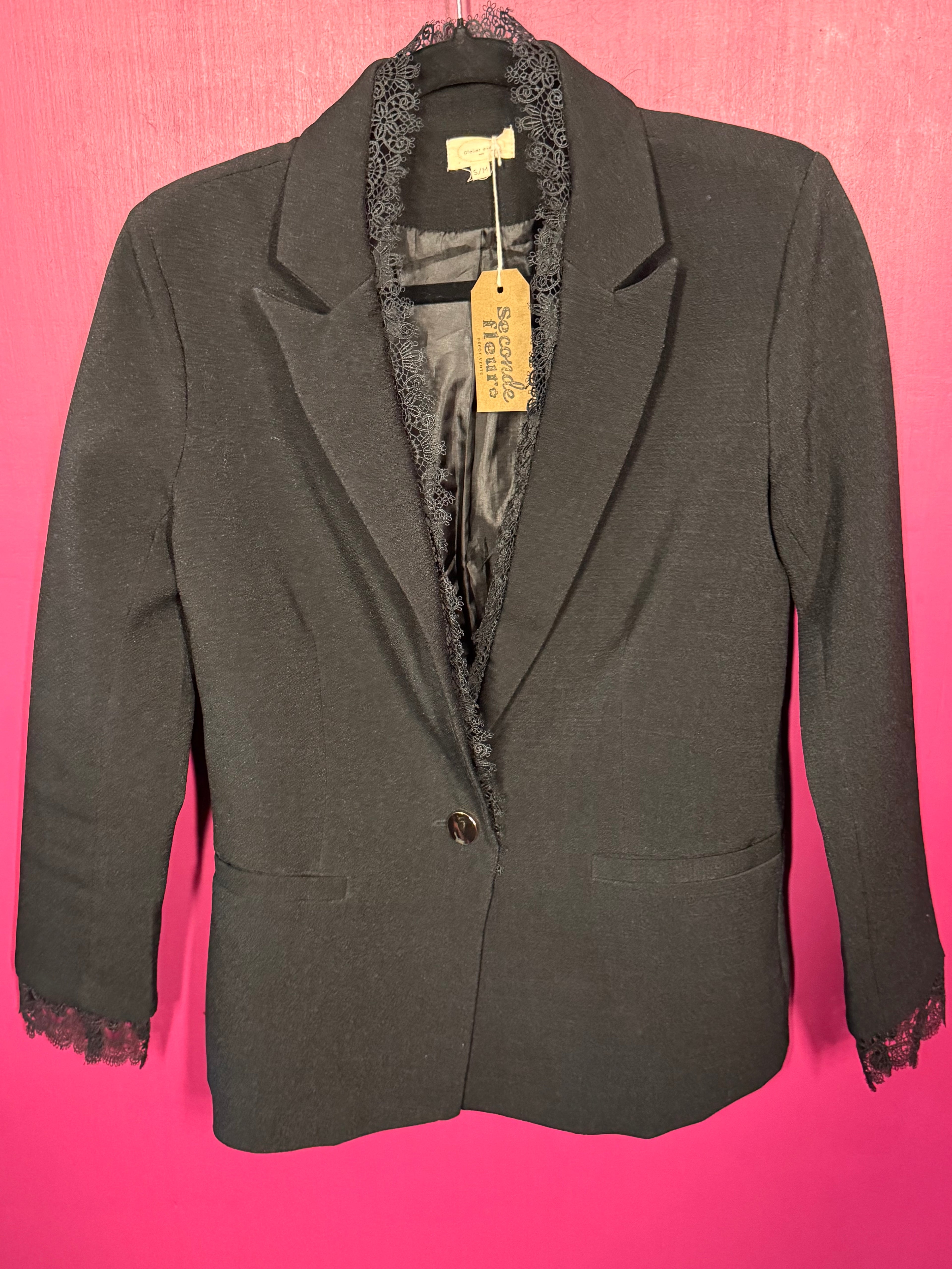 Blazer avec dentelle noir