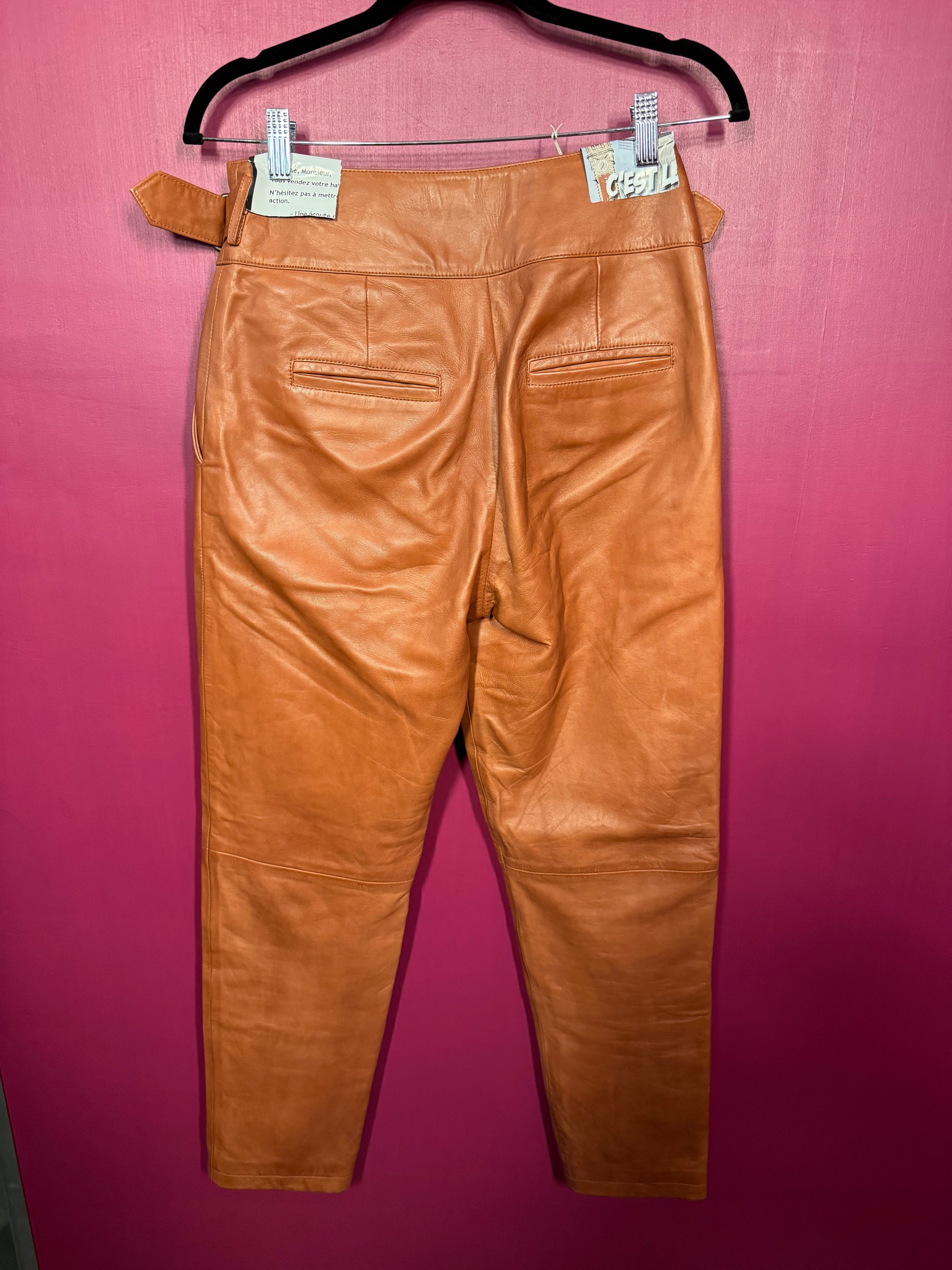 Pantalon en cuir camel