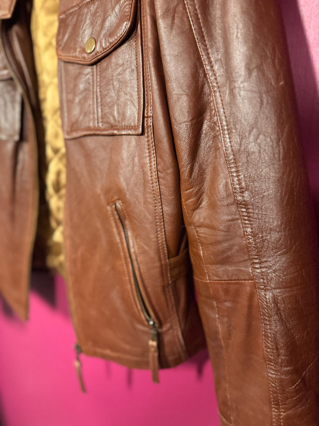 Veste en cuir marron
