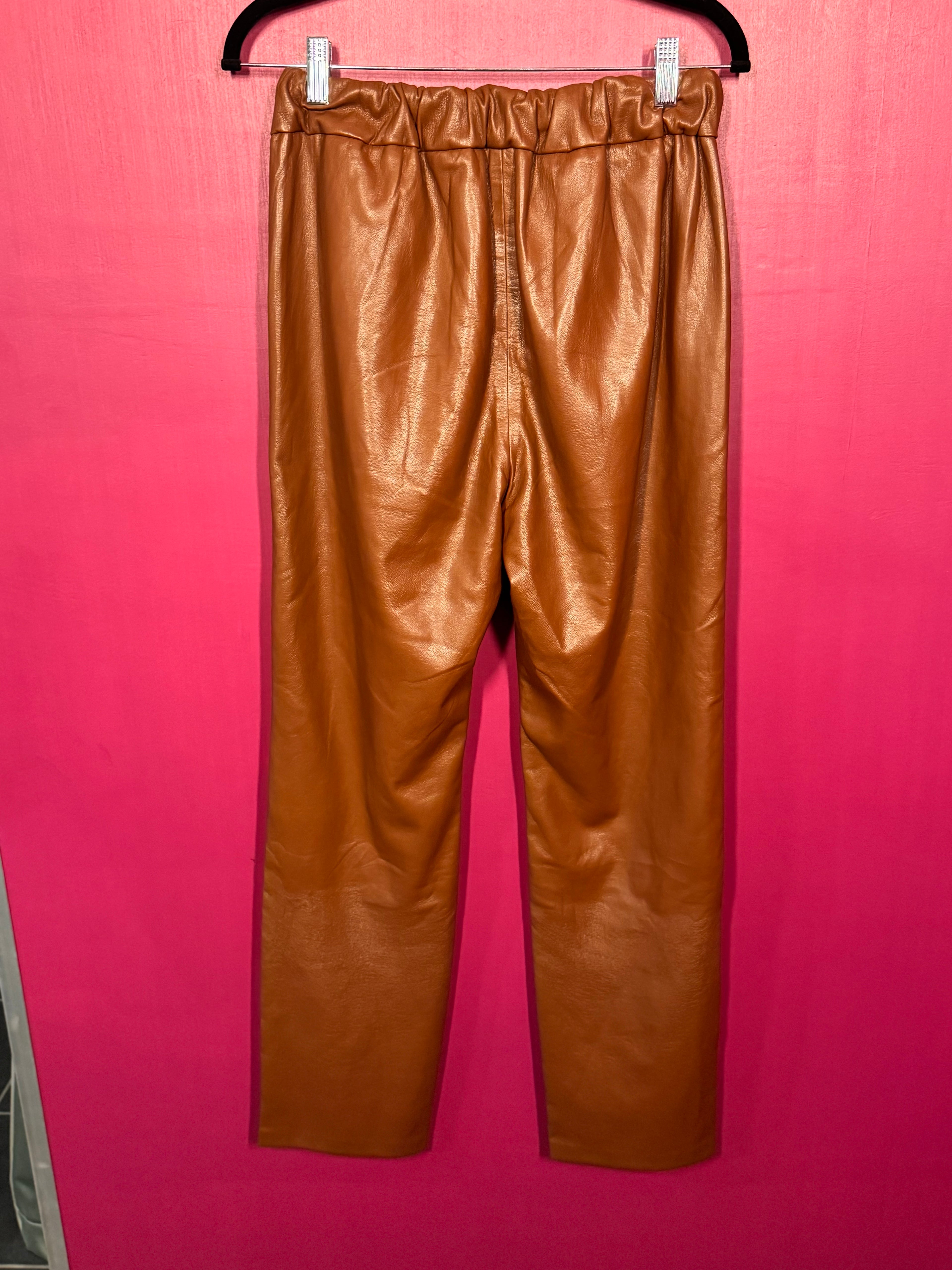 Pantalon cuir vegan camel