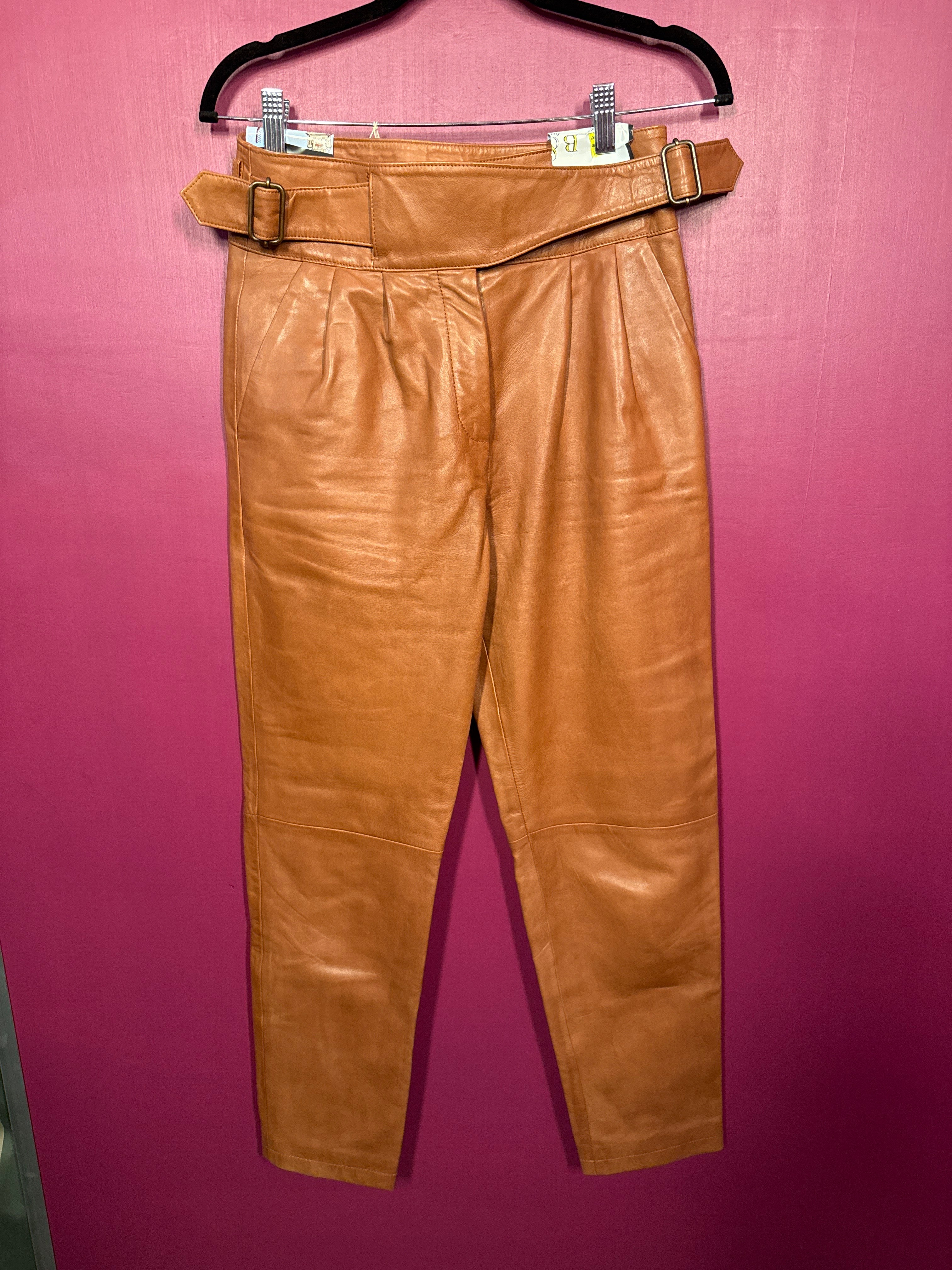 Pantalon en cuir camel