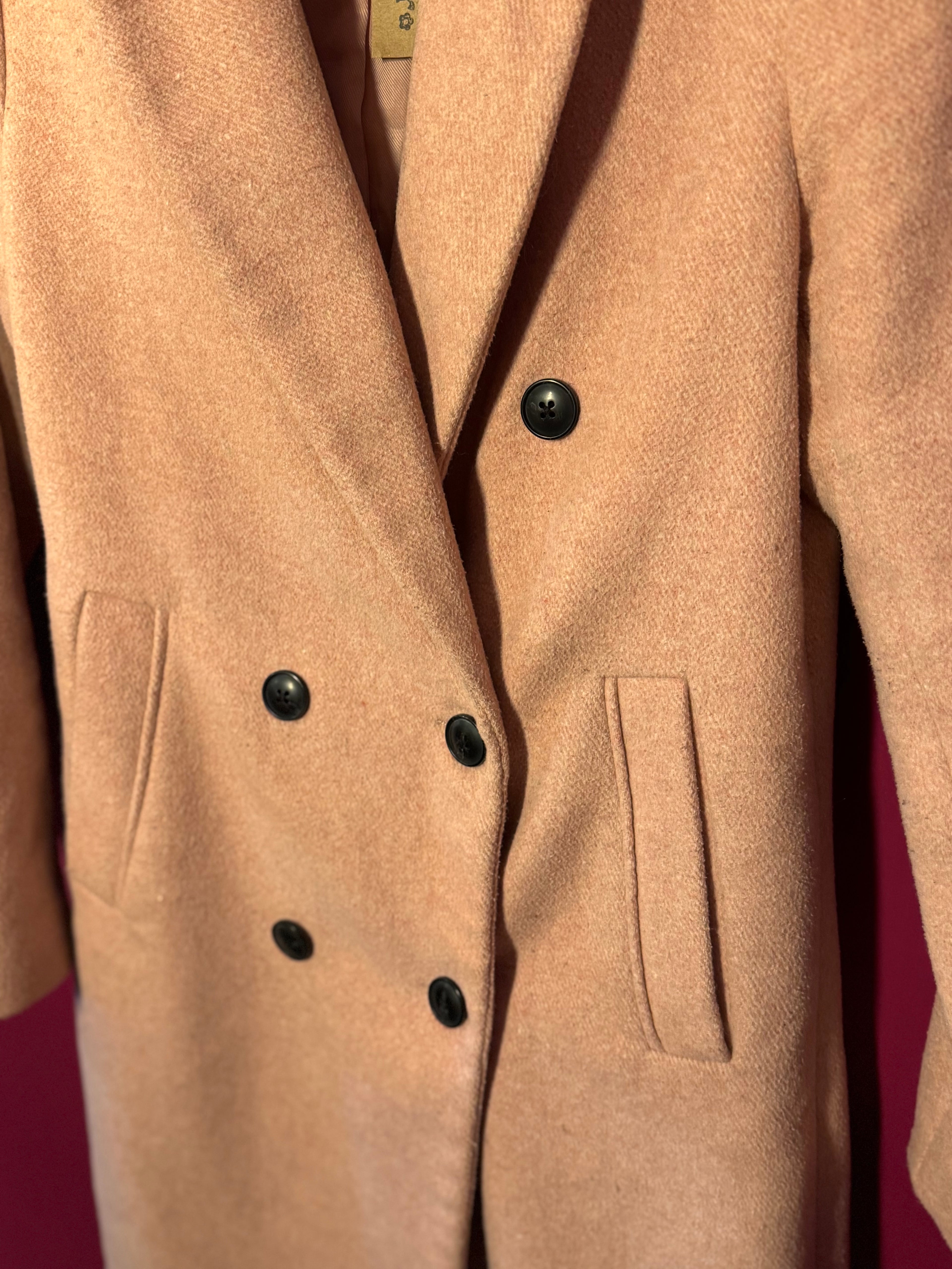 Manteau caban long rose